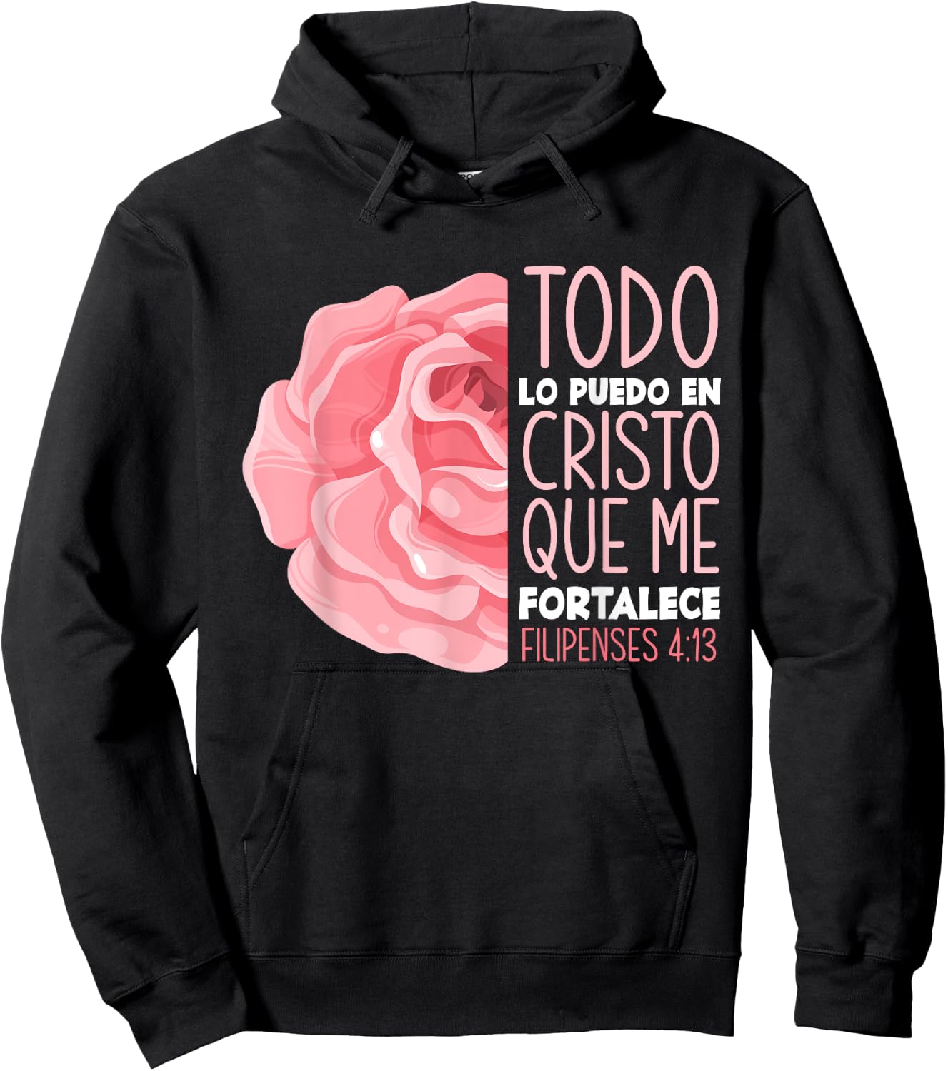 Spanish Bible Verse Filipenses 4:13 Christian Hoodie - Hoodie | Black