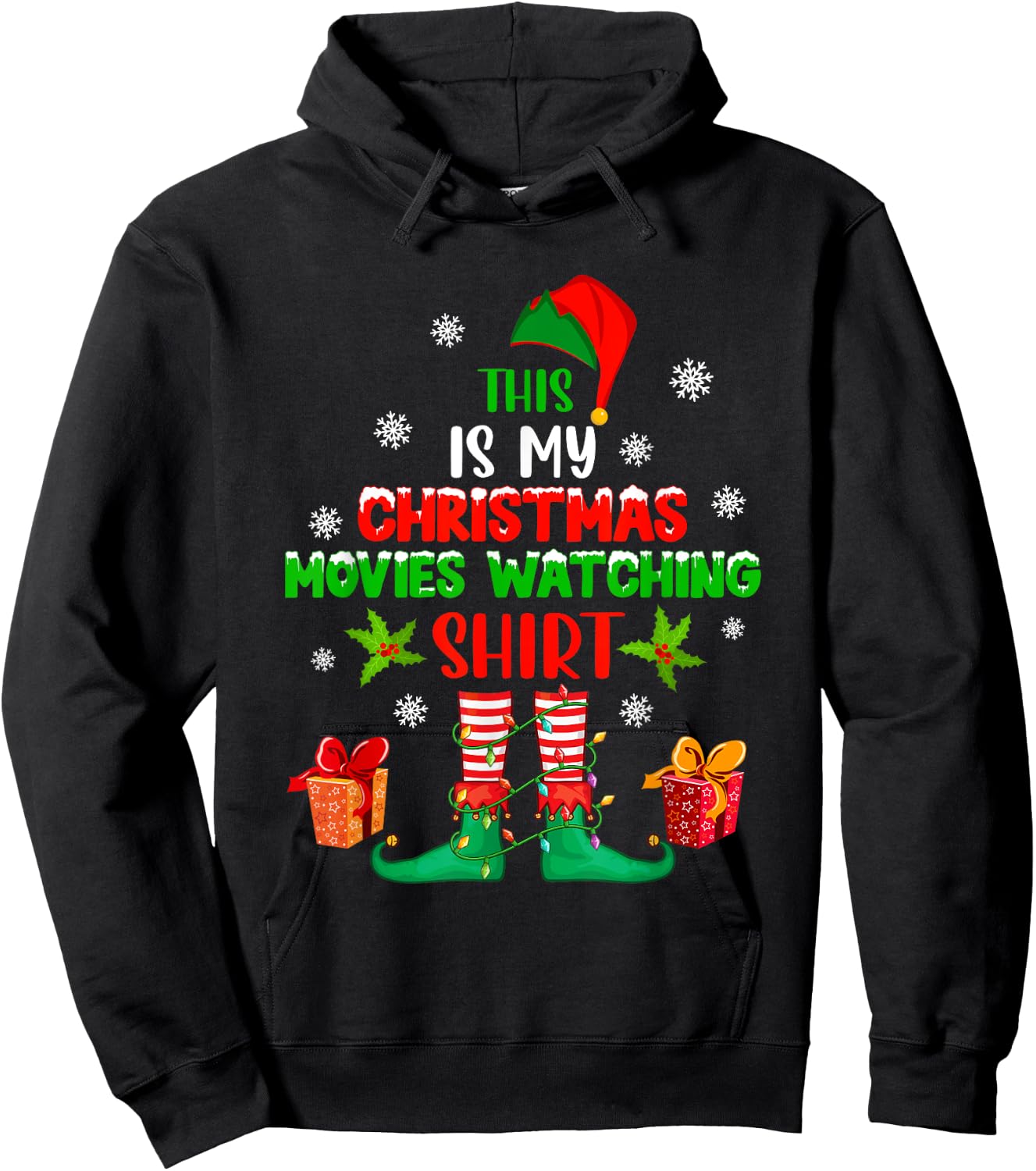 My Christmas Movies Watching Shirt Cute Elf Costume Lover Hoodie - Hoodie | Black