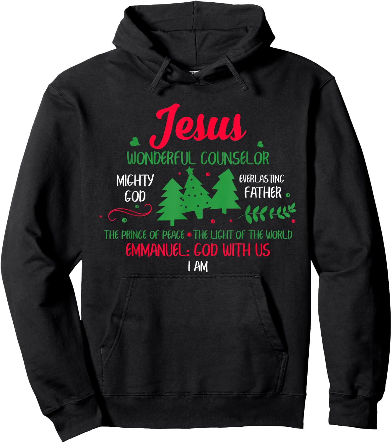 Christian Christmas Bible God With Us Jesus Tree Hoodie - Hoodie | Black