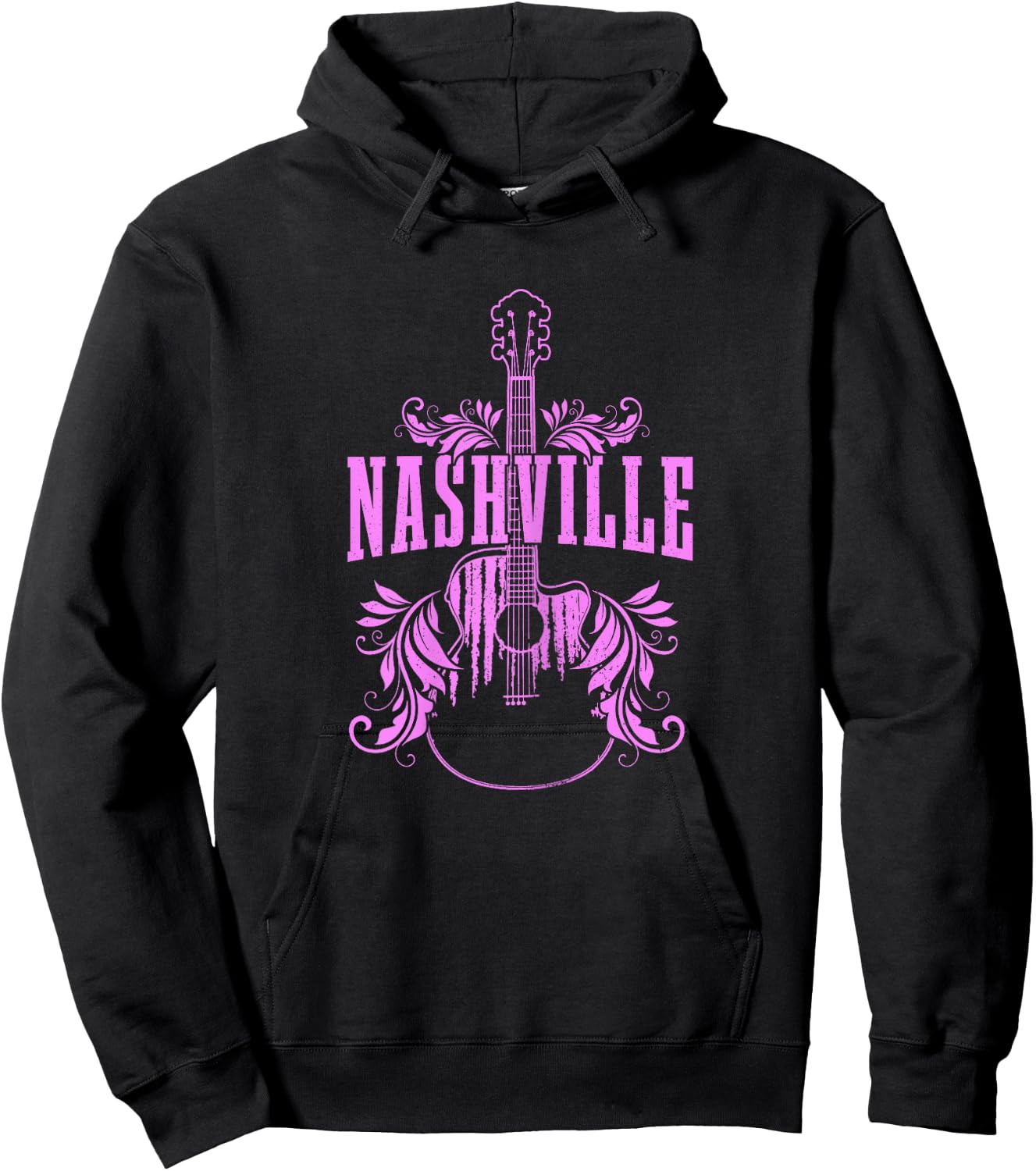 Nashville Tennessee Country Music City Vintage Guitar Hoodie - Hoodie | Black