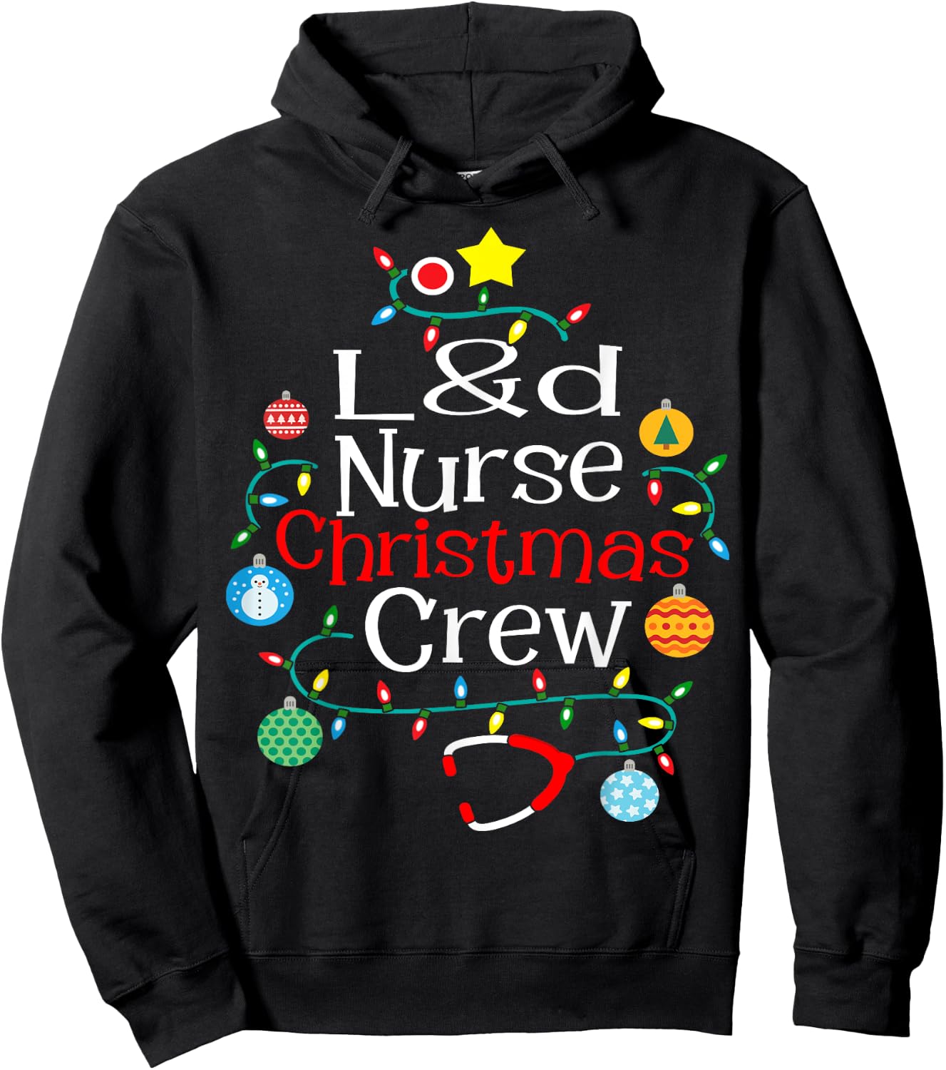 L&D Nurse Christmas Crew Labor & Delivery Nurse Hoodie - Hoodie | Black