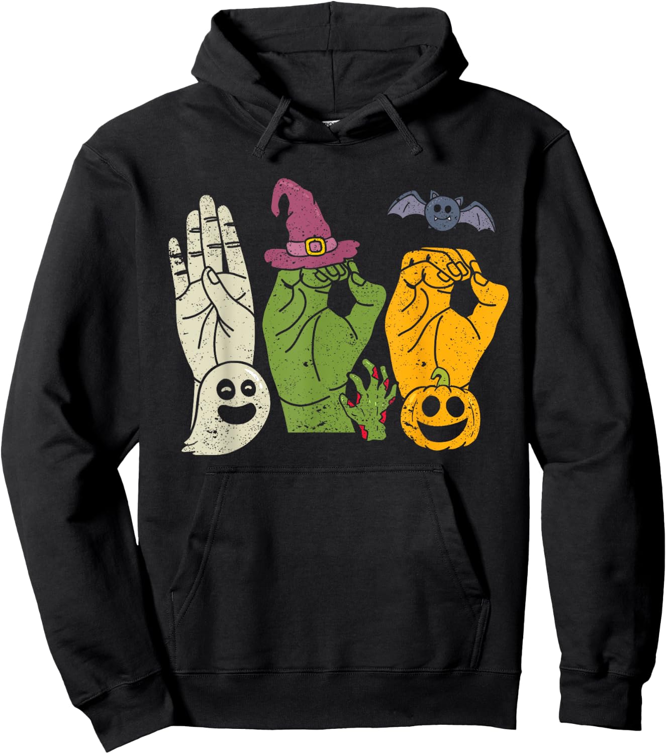 Boo Hands American Sign Language Pride ASL Halloween Witch Hoodie - Hoodie | Black