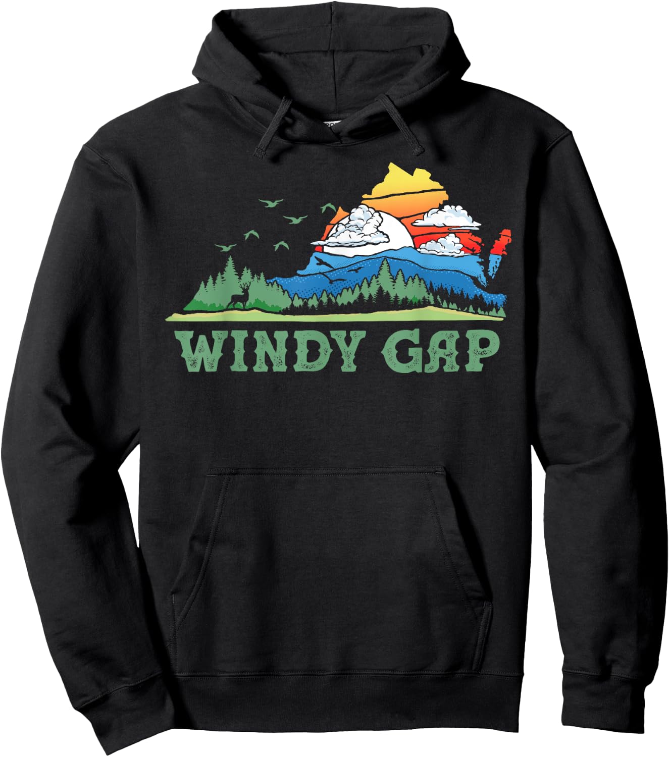 Windy Gap Virginia Franklin County Nature & Outdoors Graphic Hoodie - Hoodie | Black