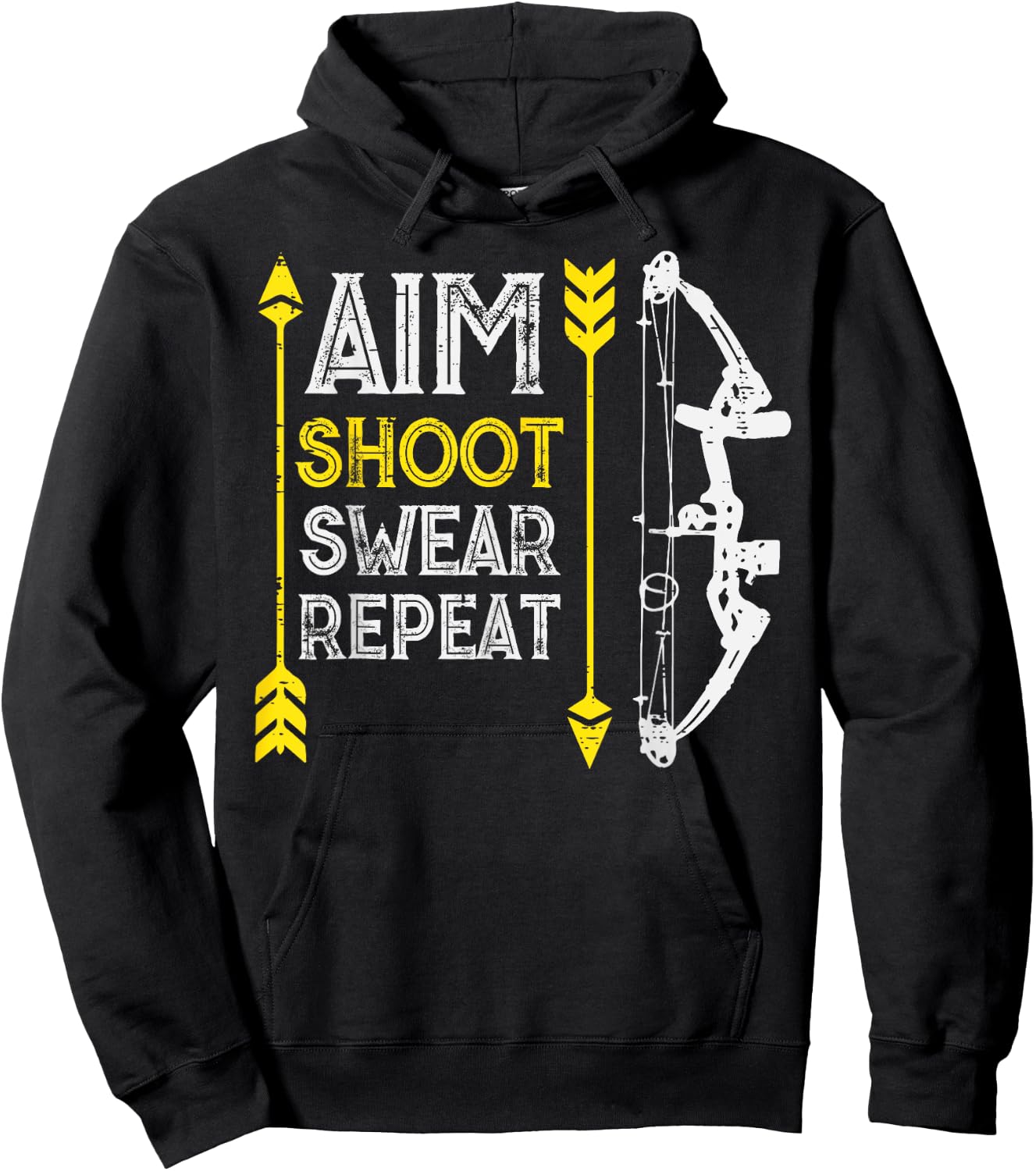 Bow Hunting Aim Shoot Repeat Funny Archer Hunter Men Women Hoodie - Hoodie | Black