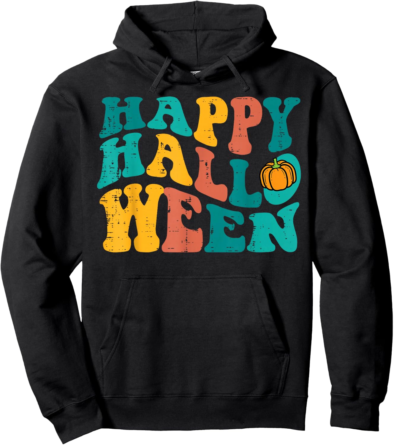 Groovy Happy Halloween Retro 70s 80s Costume Men Women Kids Hoodie - Hoodie | Black