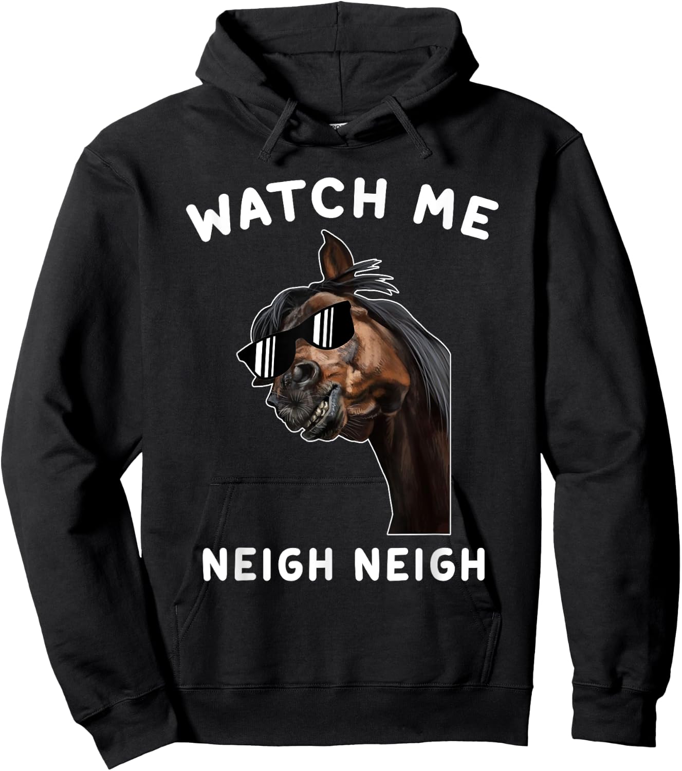 Funny Race Horse Watch Me Neigh Neigh Vintage Hoodie - Hoodie | Black
