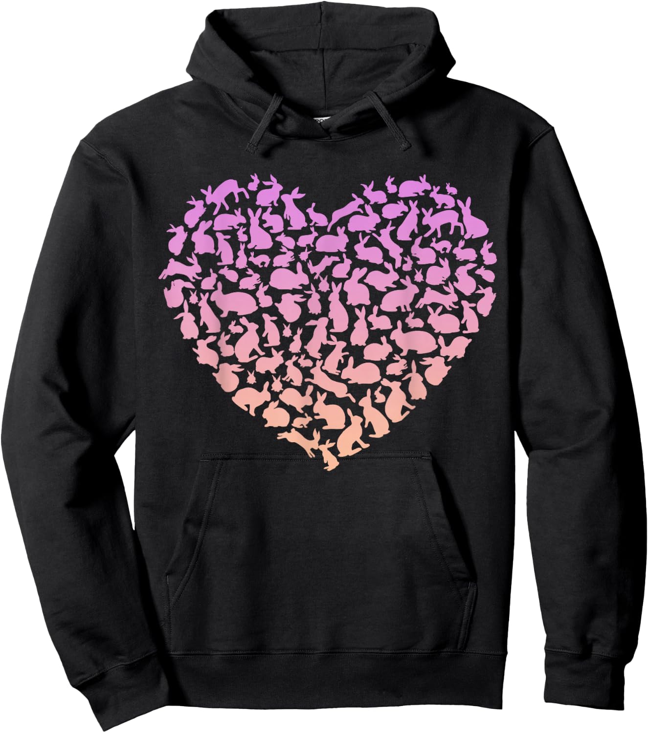 Silhouette Heart Bunny for Rabbit Lover Girls Rabbit Hoodie - Hoodie | Black