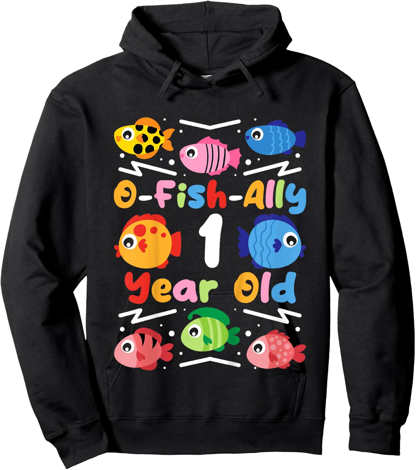 O-Fish-Ally 1 Year Old, Kids Fishing 1st Birthday Hoodie - Hoodie | Black
