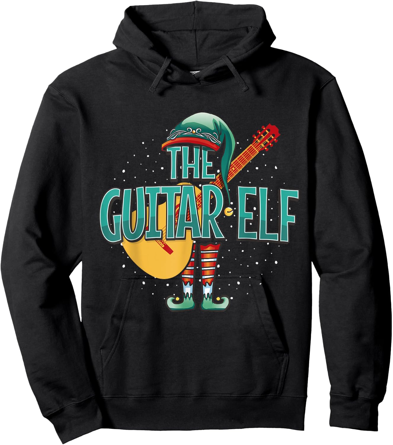 Christmas Guitar Elf for Guitar Player Musician Hoodie - Hoodie | Black