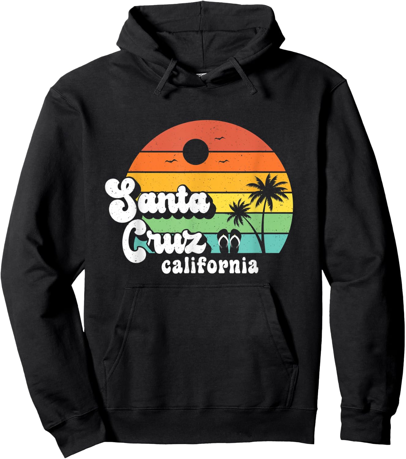 Santa Cruz Beach California Retro 80s Vintage Sunset Hoodie - Hoodie | Black
