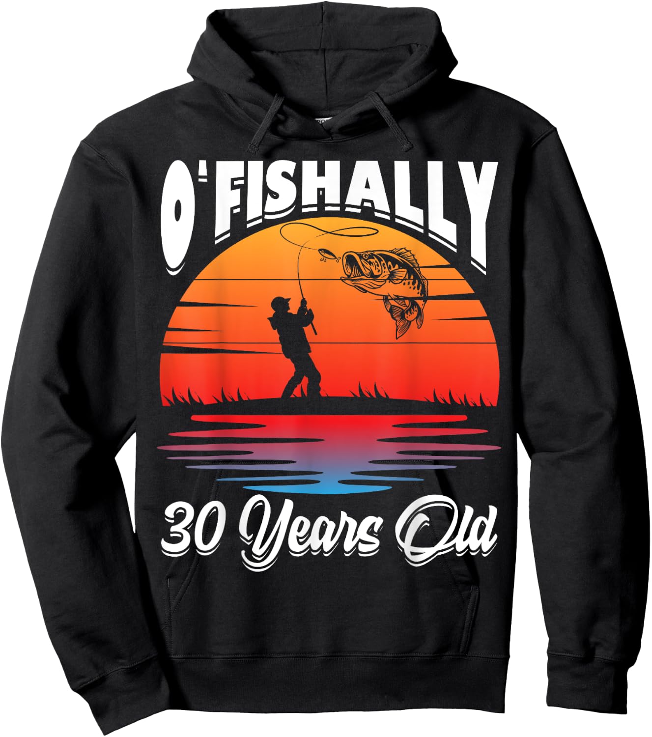 Ofishally 30 Years Old Fisherman 30th Birthday Party Fishing Hoodie - Hoodie | Black