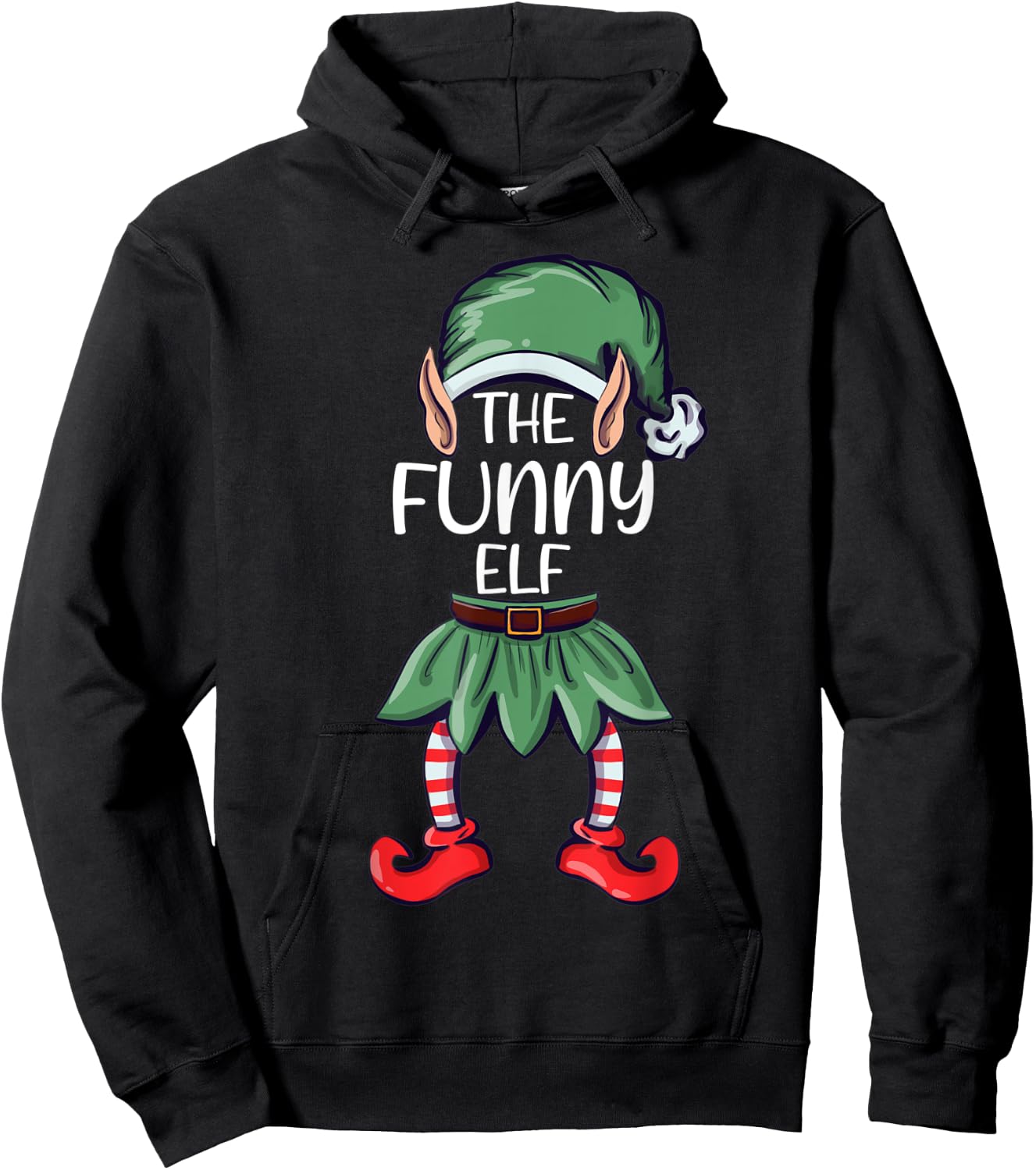 The Funny Elf Christmas Matching Family Group Elf Hoodie - Hoodie | Black