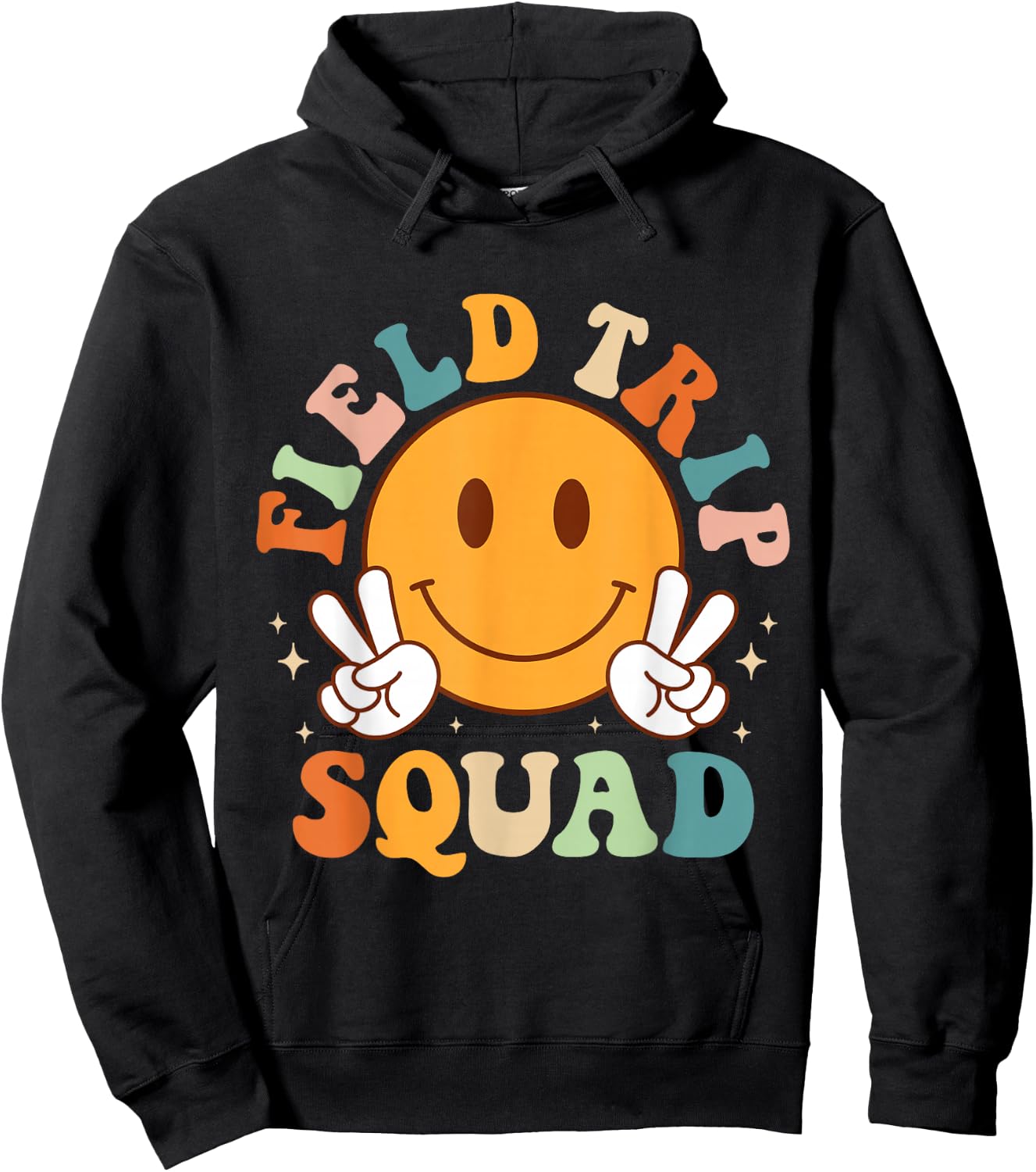 School Field-Trip Squad Groovy Field Day 2023 Teacher Kids Hoodie - Hoodie | Black