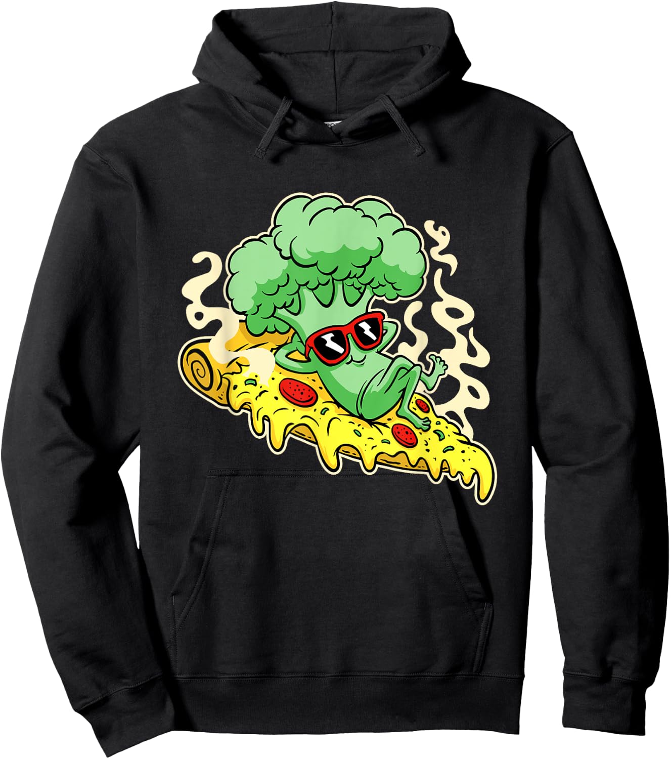 Pizza with Broccoli figure Hoodie - Hoodie | Black