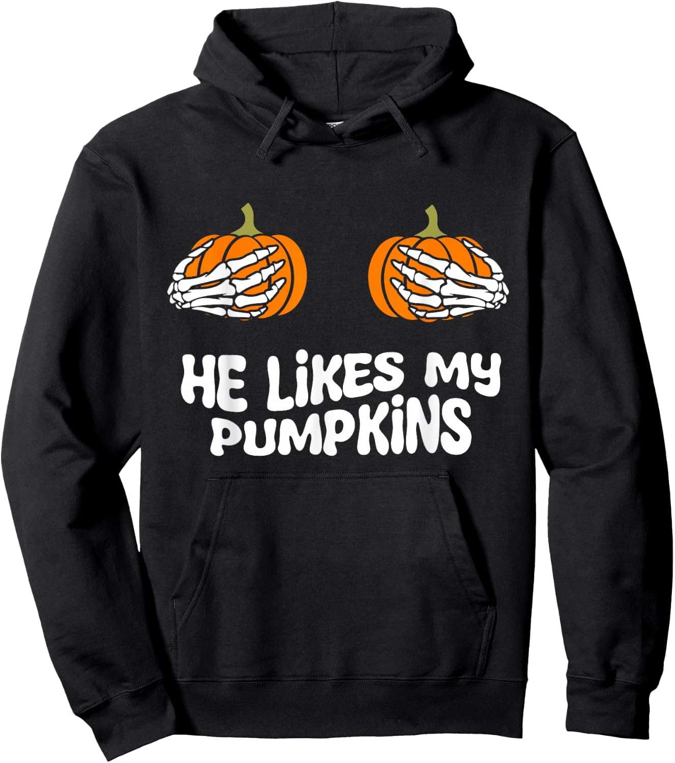 he likes my pumpkins funny couples matching Halloween women Hoodie - Hoodie | Black