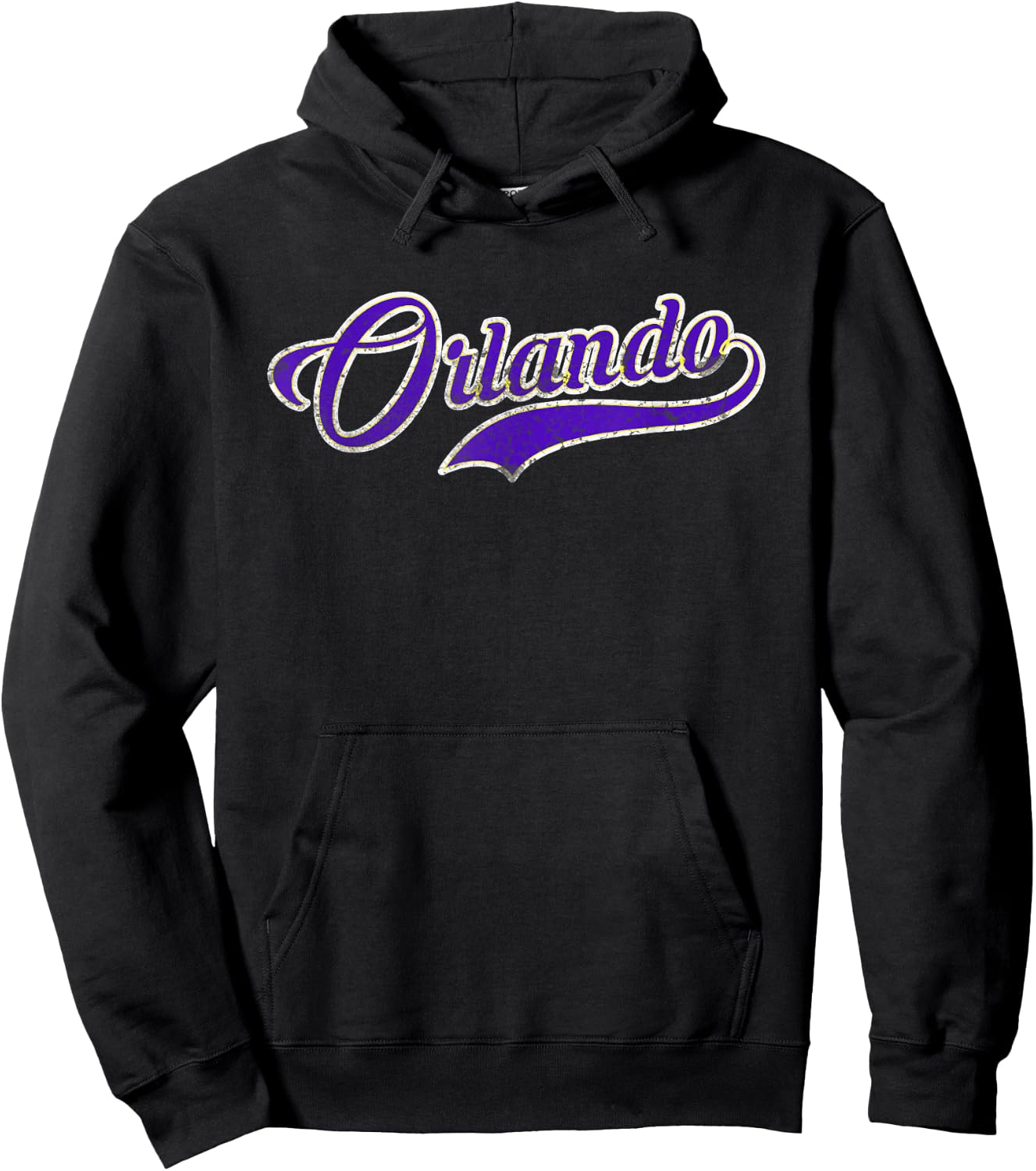 Retrocity Orlando Soccer Fan Vintage - -Adults, Black, Small, Short Sleeve Hoodie - Hoodie | Black