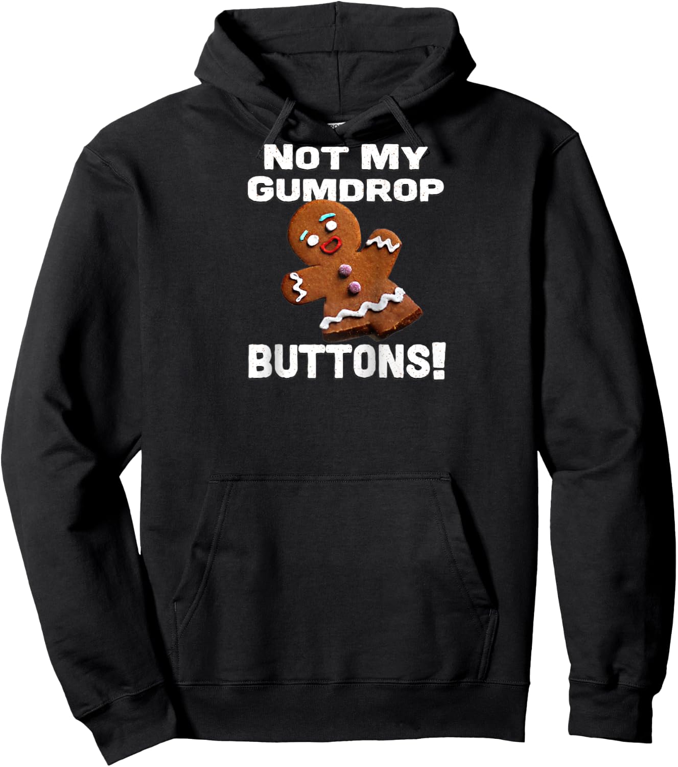 Not My Gumdrop Buttons! Gingerbread Man Raglan Baseball Hoodie - Hoodie | Black