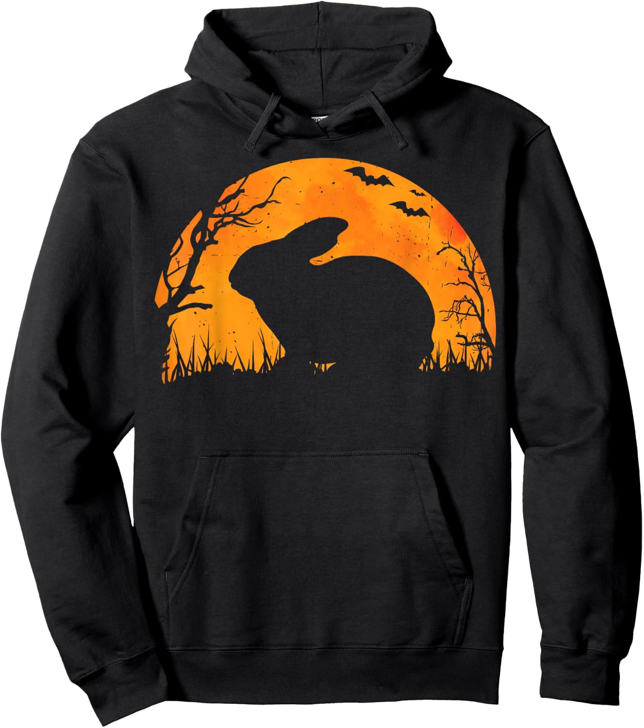 Funny Rabbit Halloween Moon Silhouette Spooky Bunny Lover Hoodie - Hoodie | Black