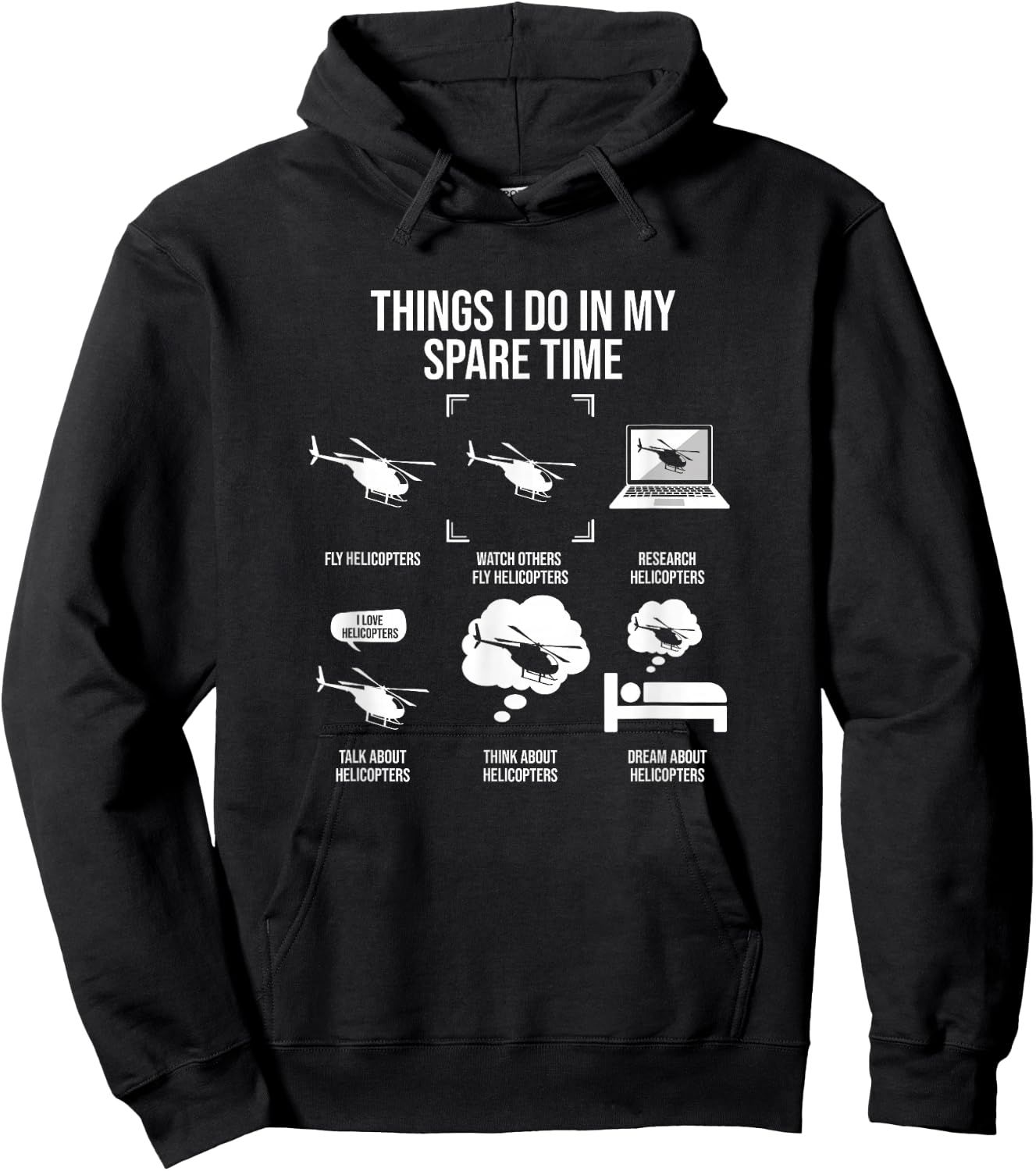 Things I Do In My Spare Time, Helicopter Pilot Hoodie - Hoodie | Black