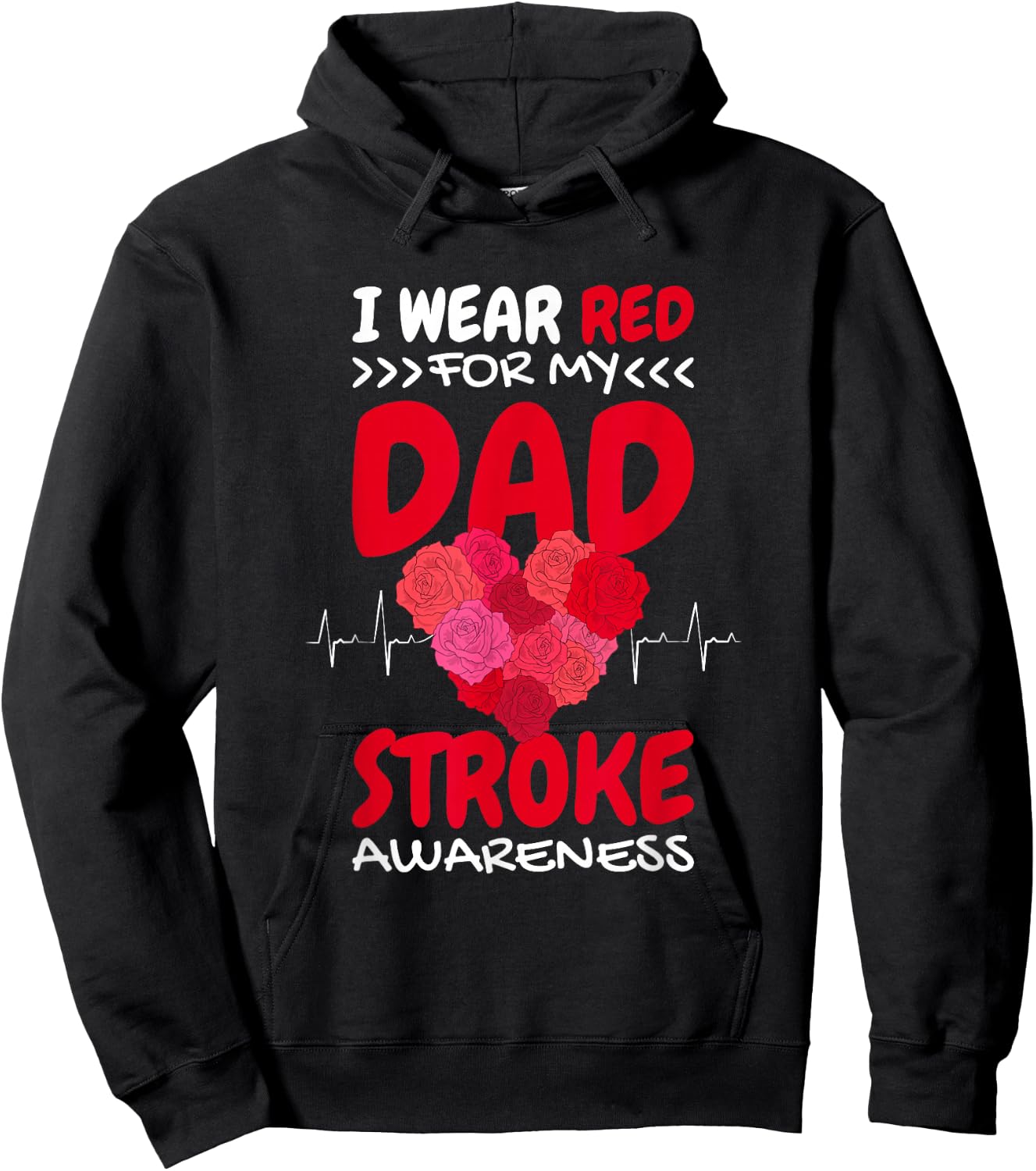 I Wear Red For My Dad Stroke Awareness, Stroke Awareness Hoodie - Hoodie | Black