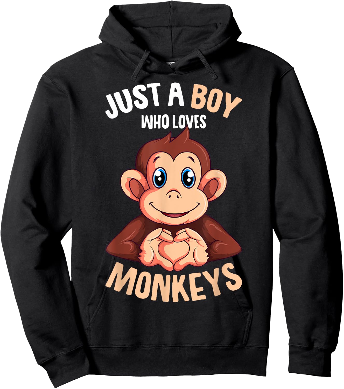 Just A Boy Who Loves Monkeys Boys Kids Monkey Hoodie - Hoodie | Black