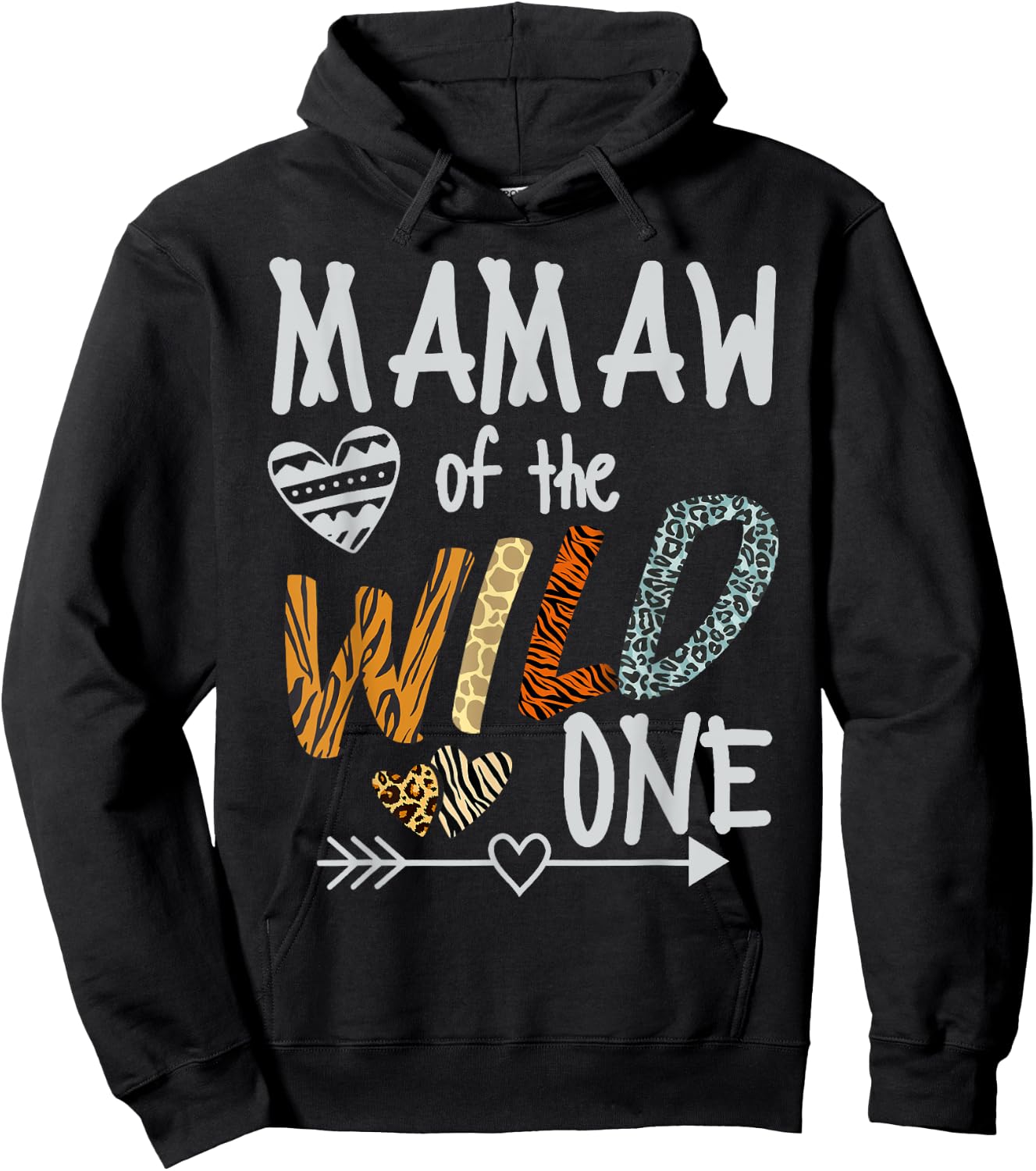 Mamaw of The Wild One Animal Safari 1st Birthday Theme Hoodie - Hoodie | Black