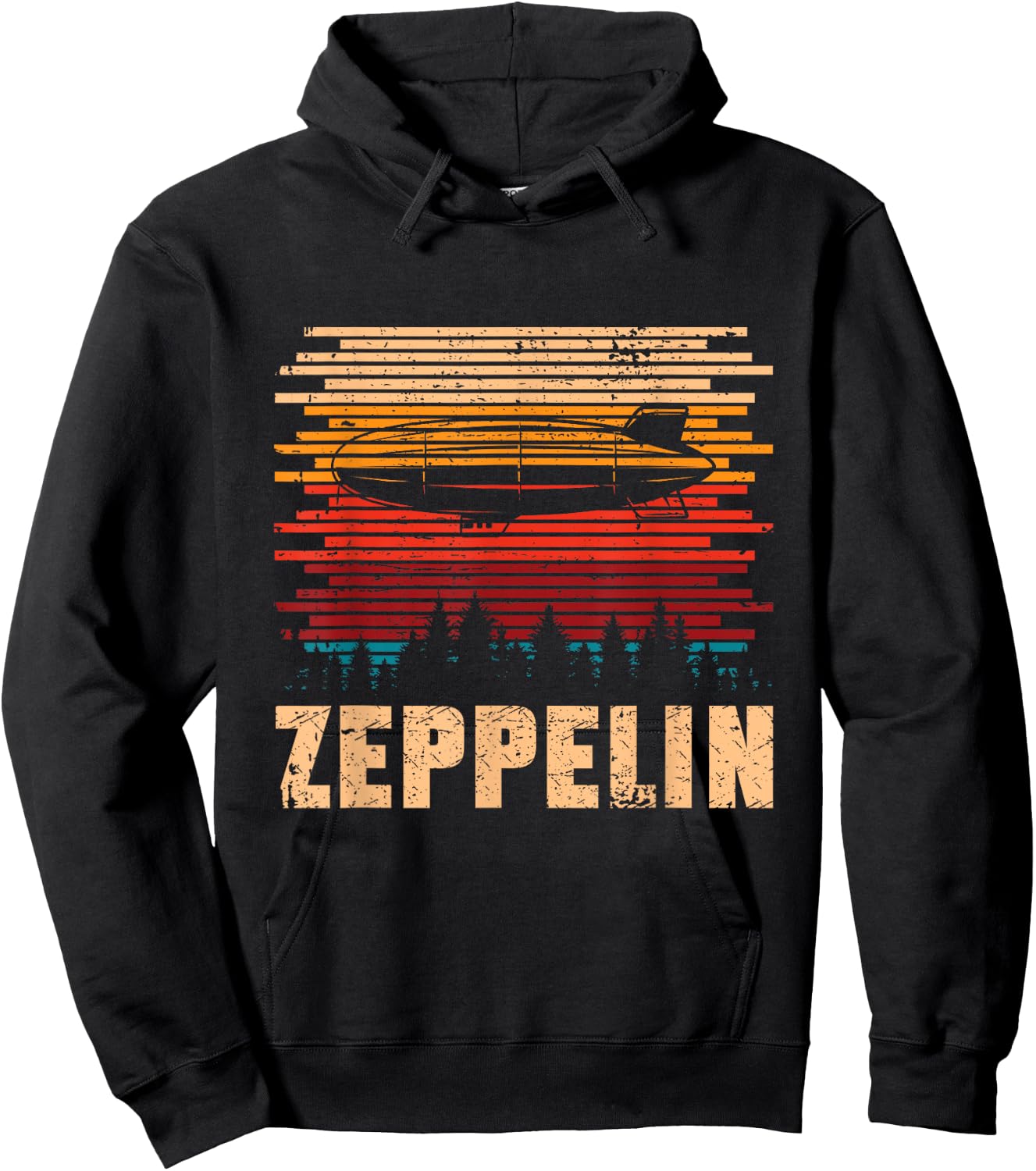 Retro Zeppelin 70s 80s Dirigible Airship Zepelin Zepplin Hoodie - Hoodie | Black