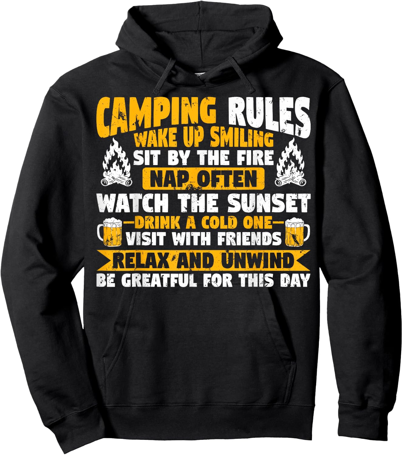 Motorhome Funny Camper Camping Rules Hoodie - Hoodie | Black