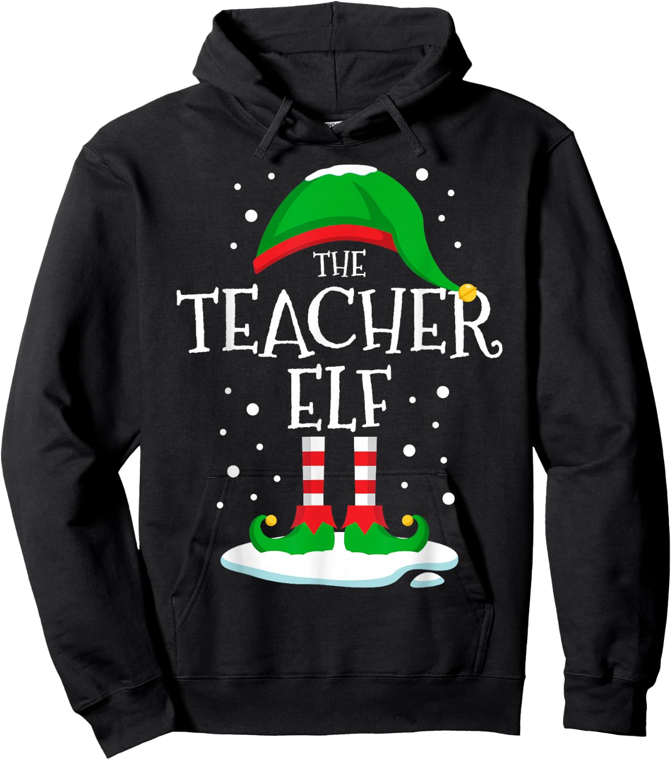 The Teacher Elf Christmas Family Matching Xmas Group Funny Hoodie - Hoodie | Black