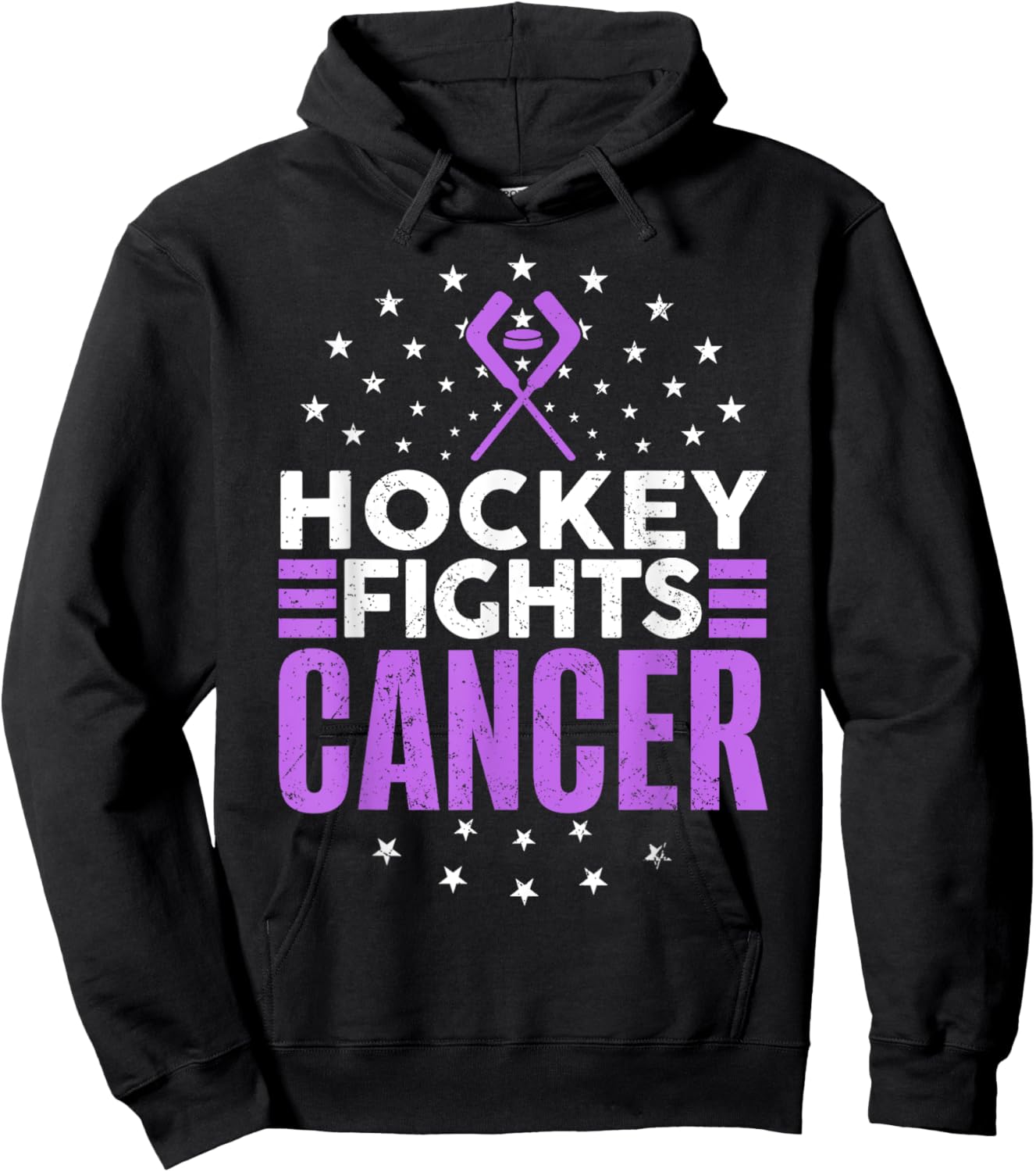 KAH Cancer Awareness Hockey Themed Cancer Awareness , Adult, Black, Small, Short Sleeve Hoodie - Hoodie | Black