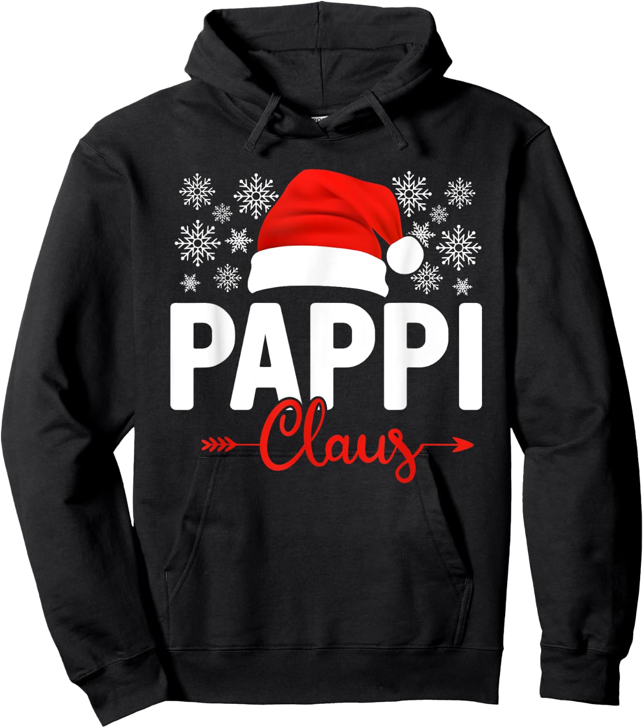 Pappi Claus Xmas Light Funny Santa Hat Christmas Ugly Hoodie - Hoodie | Black