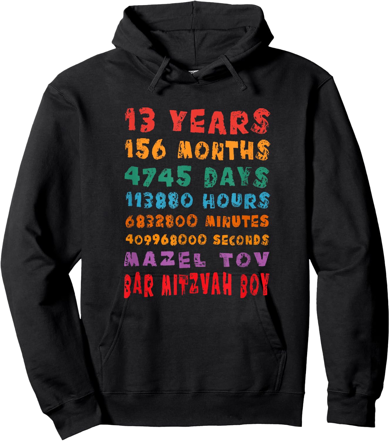 13-Year-Old 13th Birthday Bar Mitzvah Boy Mazel Tov Jewish Hoodie - Hoodie | Black
