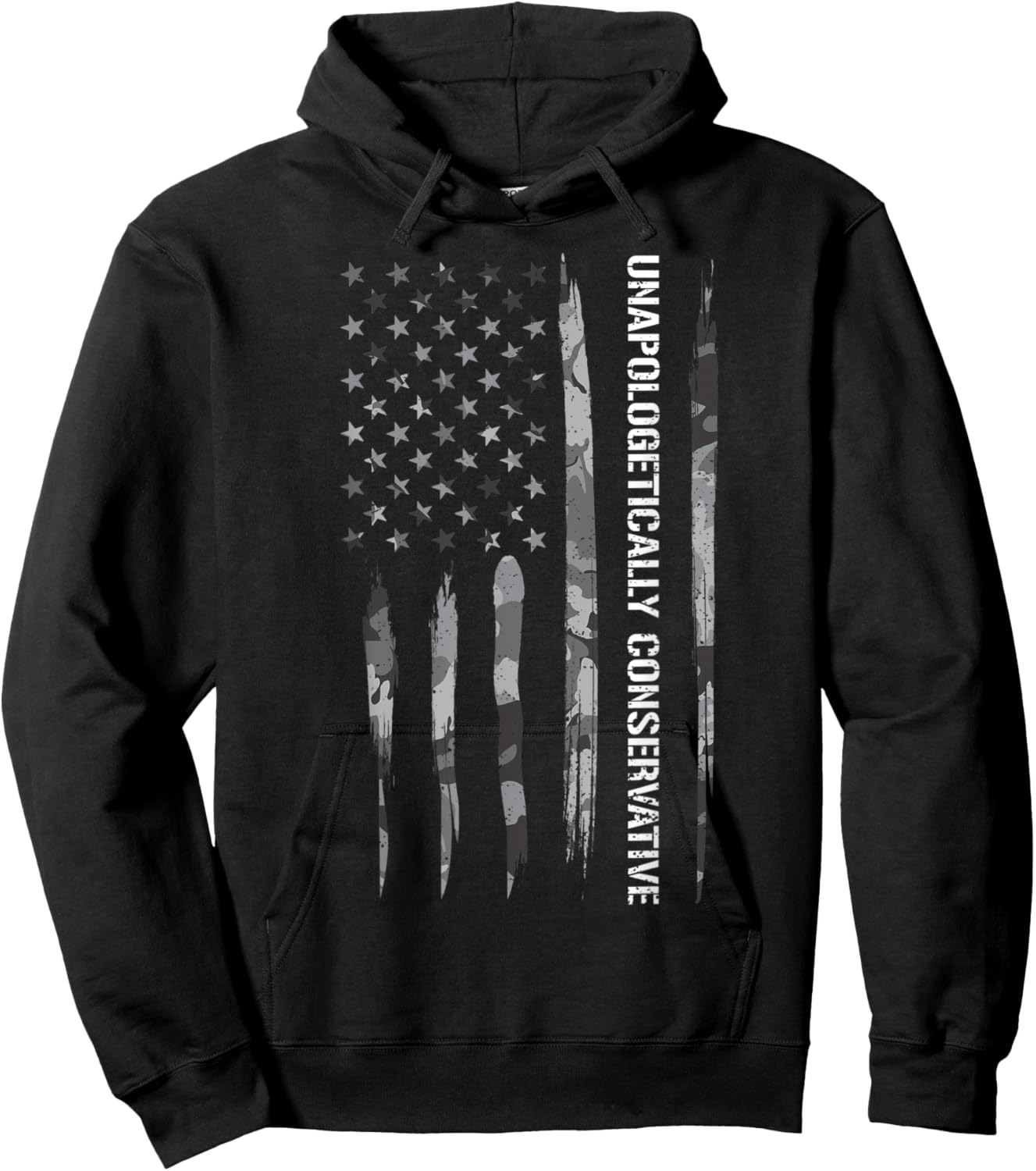 Conservative: Unapologetically Conservative - American Flag Women Men Hoodie - Hoodie | Black