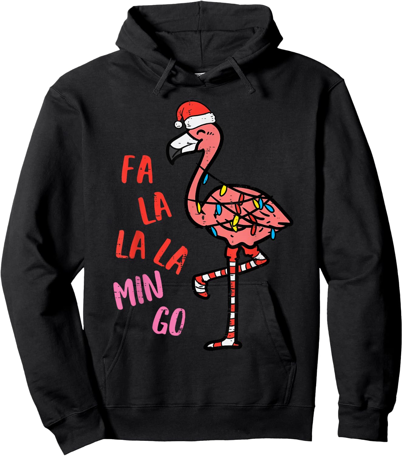 Christmas Fa La La Mingo Flamingo Xmas Women Girls Kids Men Hoodie - Hoodie | Black