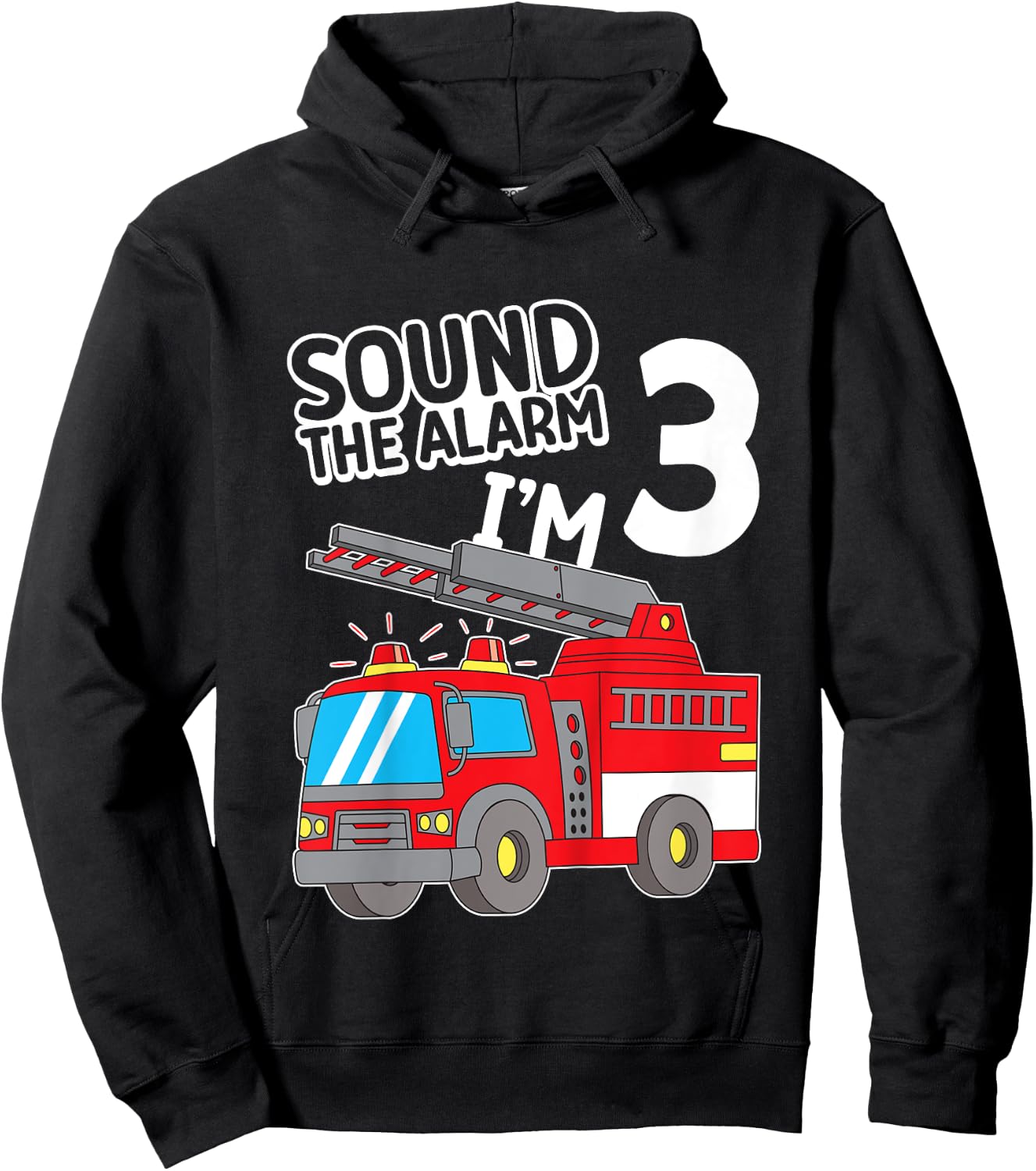 Kids Firefighter I'm 3 Birthday Fire Truck 3rd birthday Hoodie - Hoodie | Black
