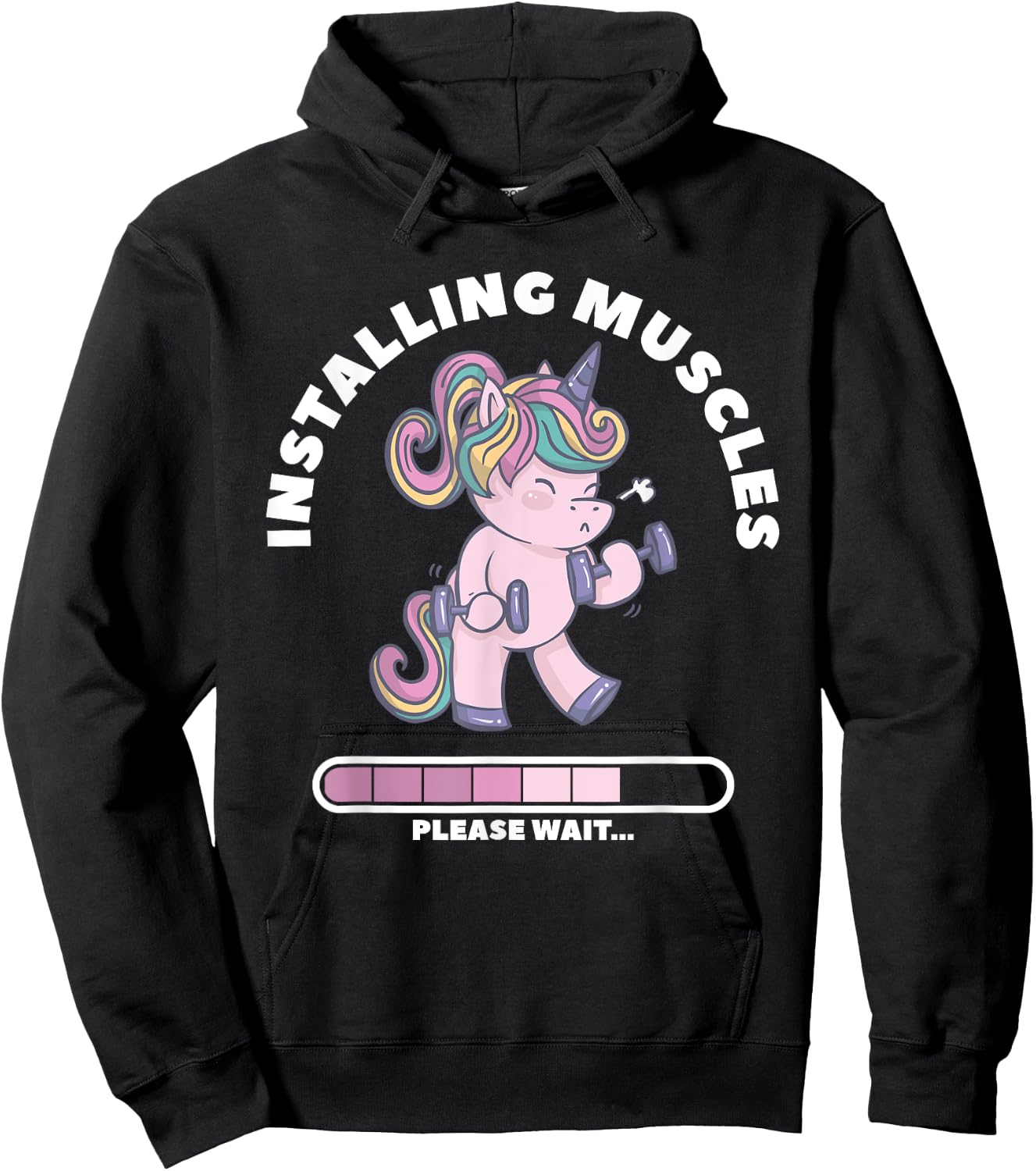 Installing Muscles Please Wait Unicorn Weightlifing Fitness Hoodie - Hoodie | Black