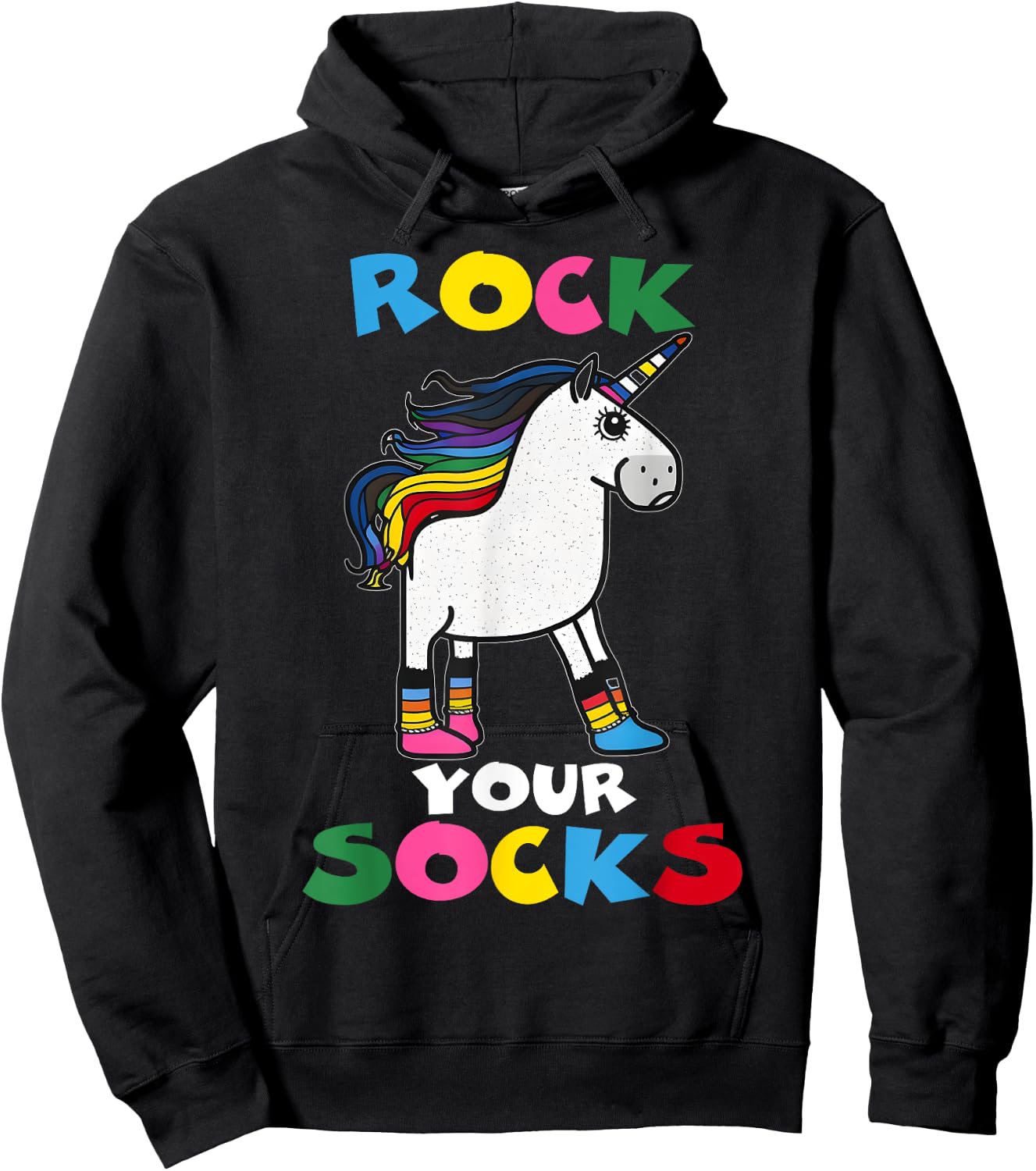 WORLD DOWN SYNDROME DAY Rock Your Socks Unicorn Hoodie - Hoodie | Black