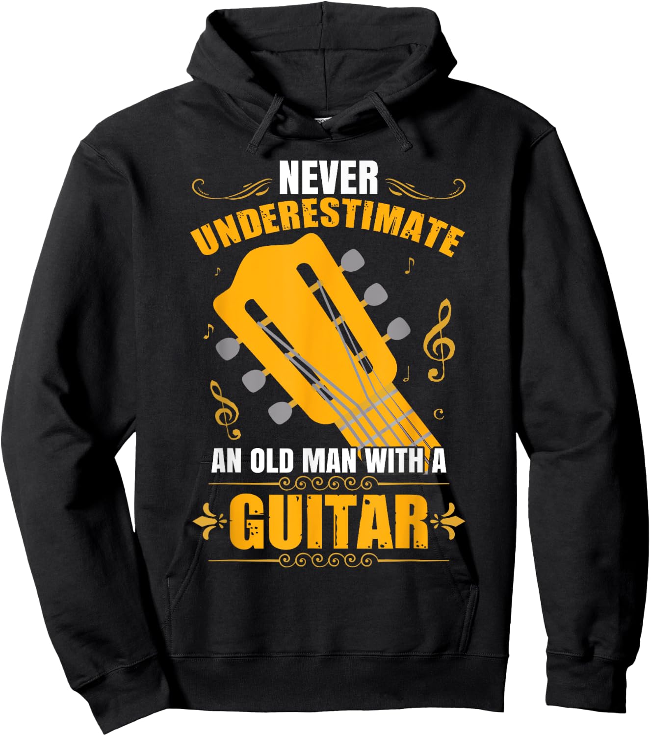 Never Underestimate An Old Man With A Guitar Hoodie - Hoodie | Black