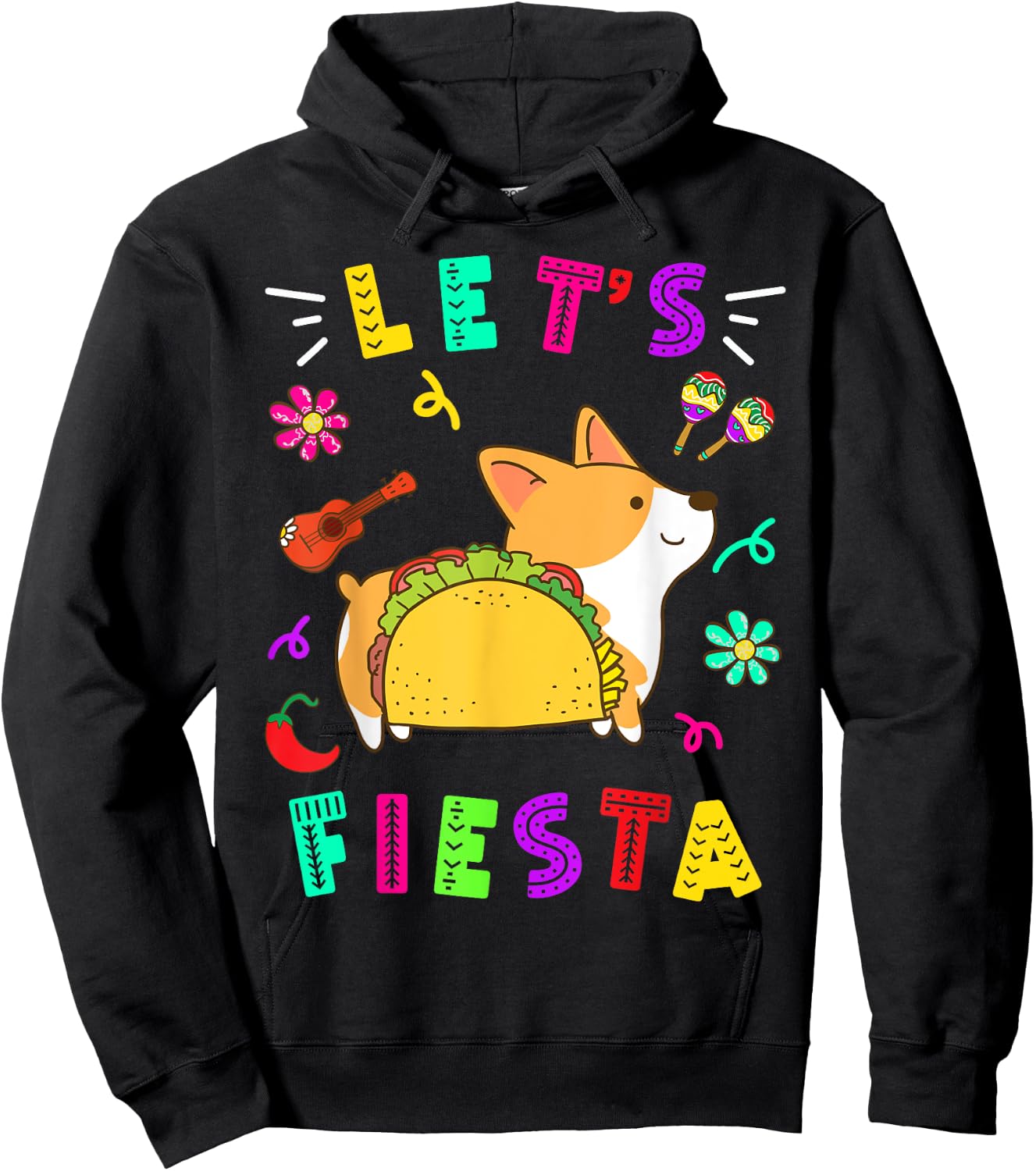 Cinco De Mayo Corgi Let’s Fiesta Camisa 5 De Mayo Mexican Hoodie - Hoodie | Black