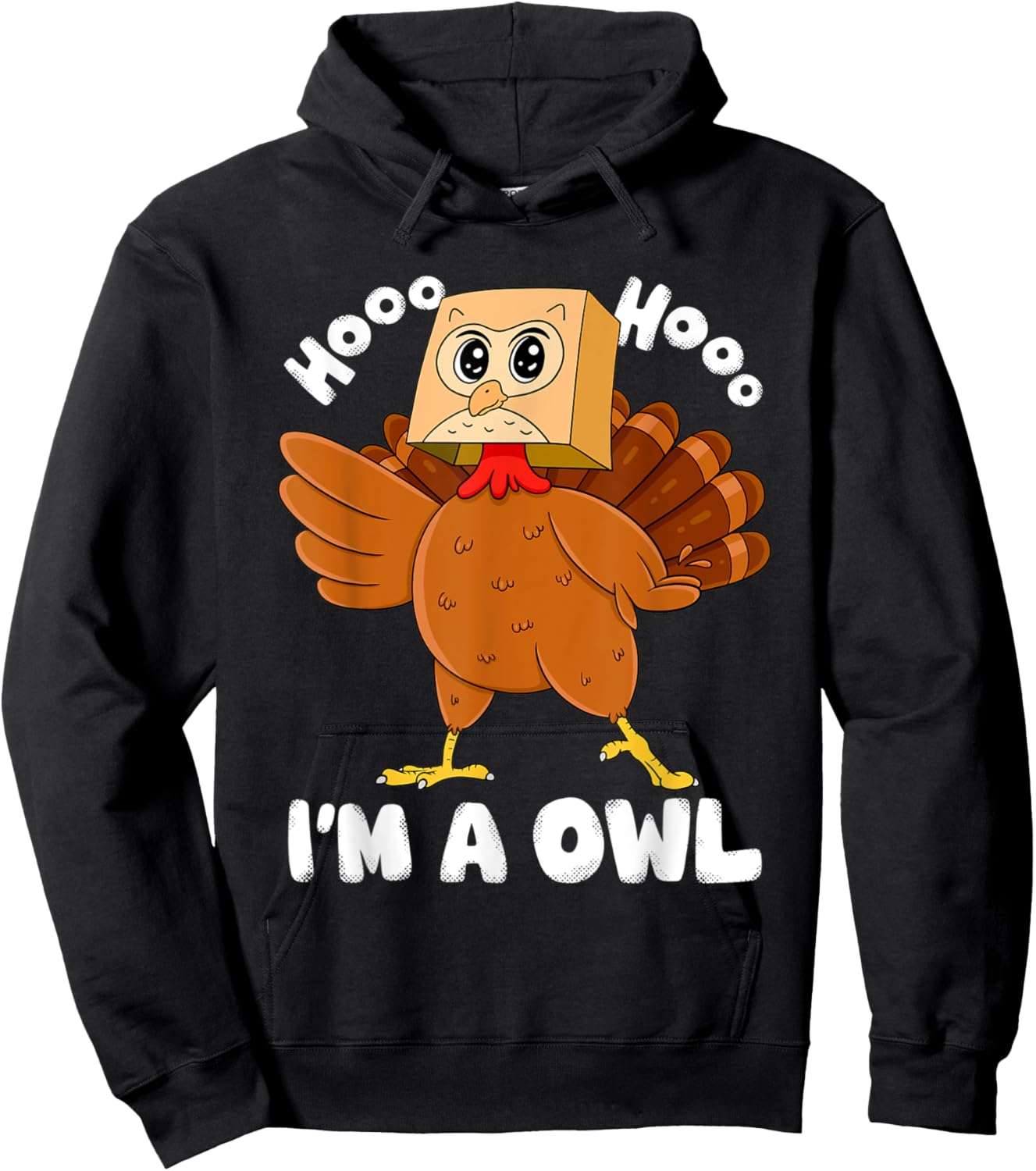 Thanksgiving Funny Fake Owl Turkey Graphic for Owl Lover Hoodie - Hoodie | Black