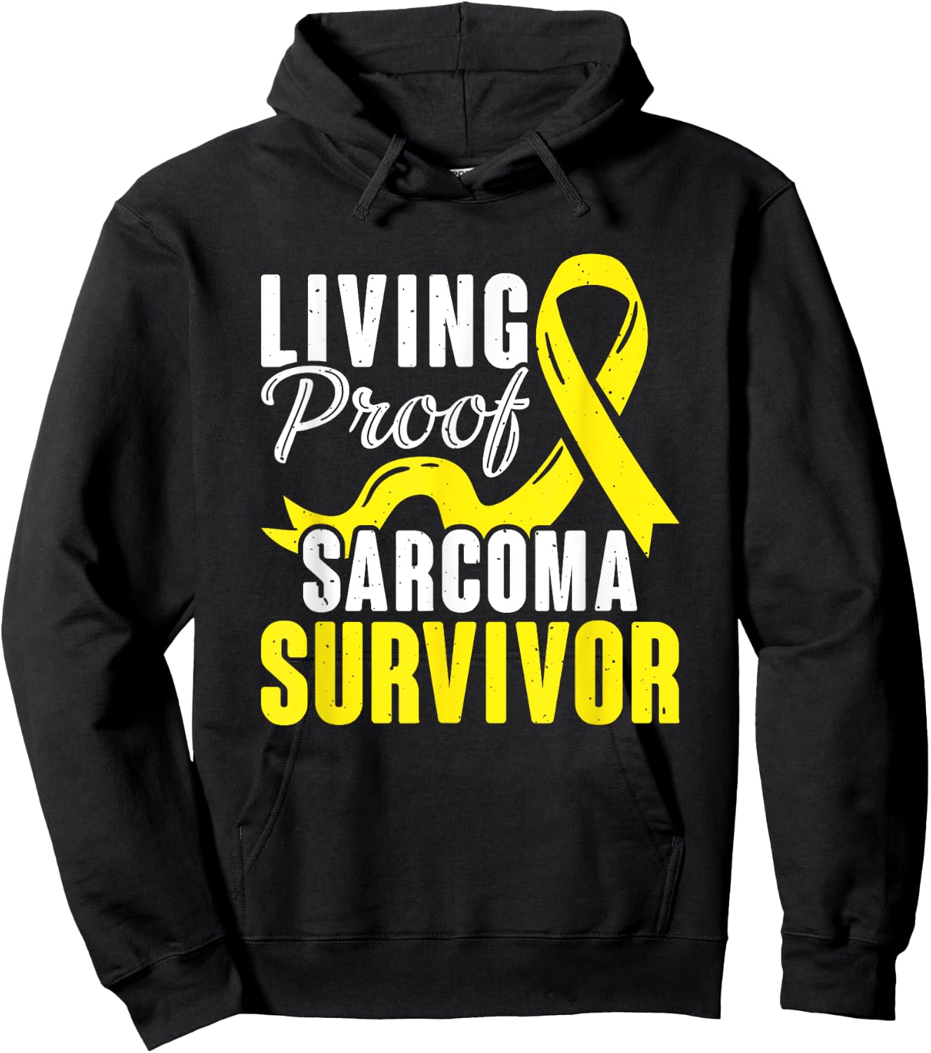 Support Yellow Ribbon Warrior Sarcoma Cancer Survivor Hoodie - Hoodie | Black