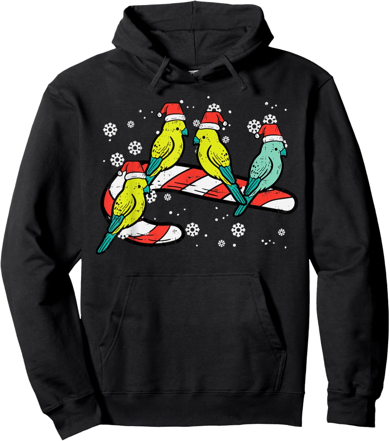 Christmas Parrots Birds Candy Cane Cute Xmas Men Women Kids Hoodie - Hoodie | Black