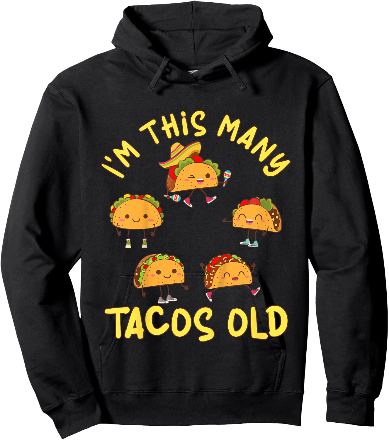 5 Years Old Girl Tacos Old 5th Birthday Kids Hoodie - Hoodie | Black
