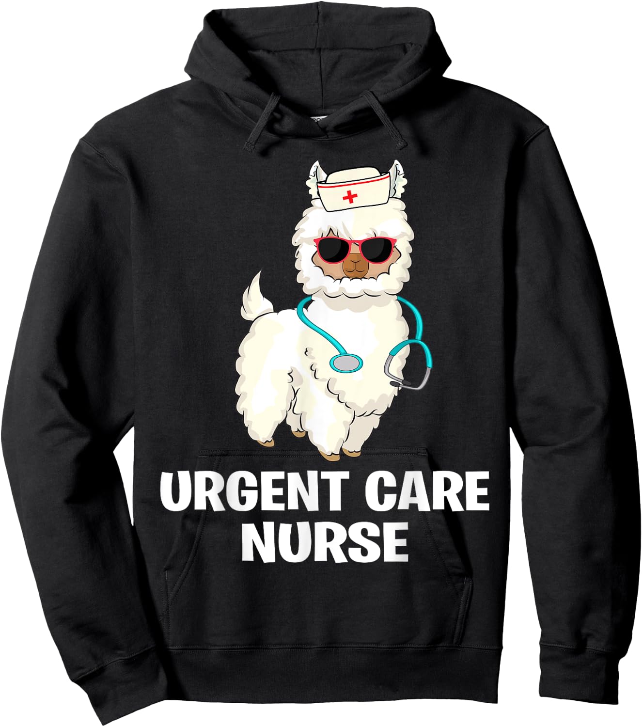 Funny Urgent Care Nurse Practitioner Llama ICU Nurse Llama Hoodie - Hoodie | Black