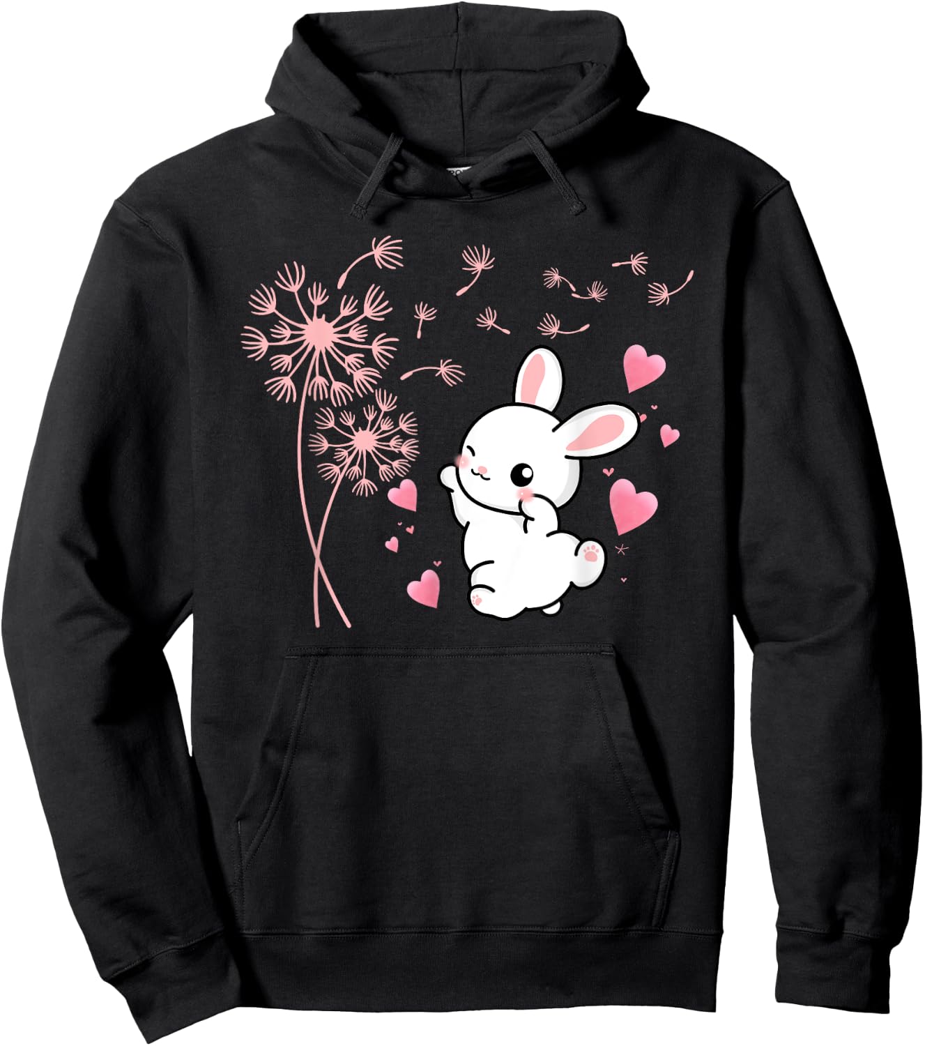 Cute Rabbit Dandelion Garden Flower Bunny Hoodie - Hoodie | Black