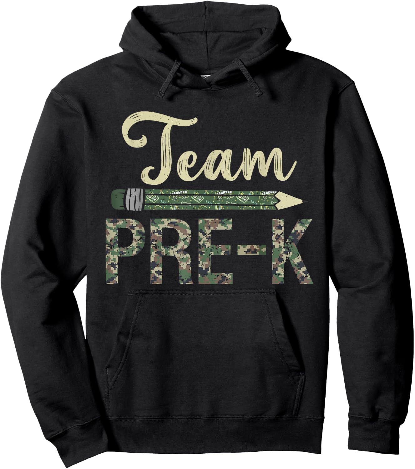 Team Pre-K Camo Pre-K Teacher Camouflage Hoodie - Hoodie | Black