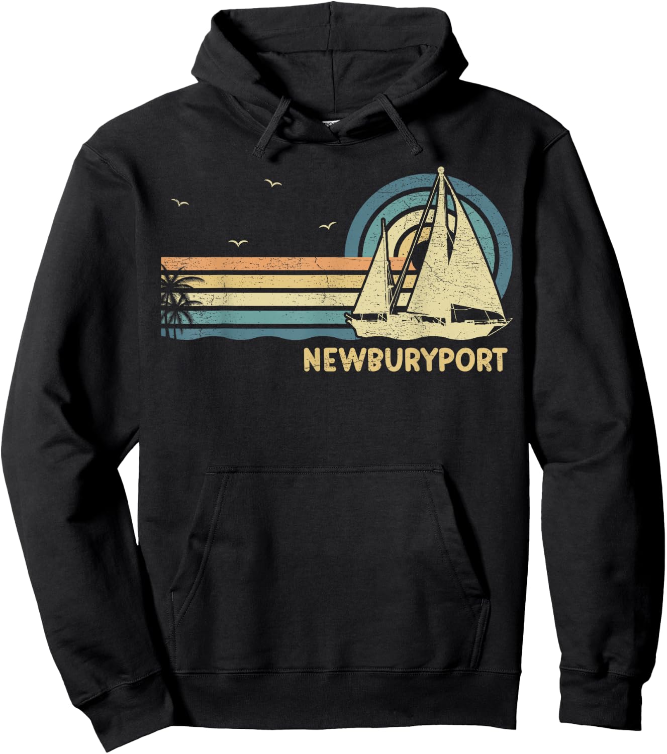 Newburyport Massachusetts Sailing Vacation Boating Sailboat Hoodie - Hoodie | Black