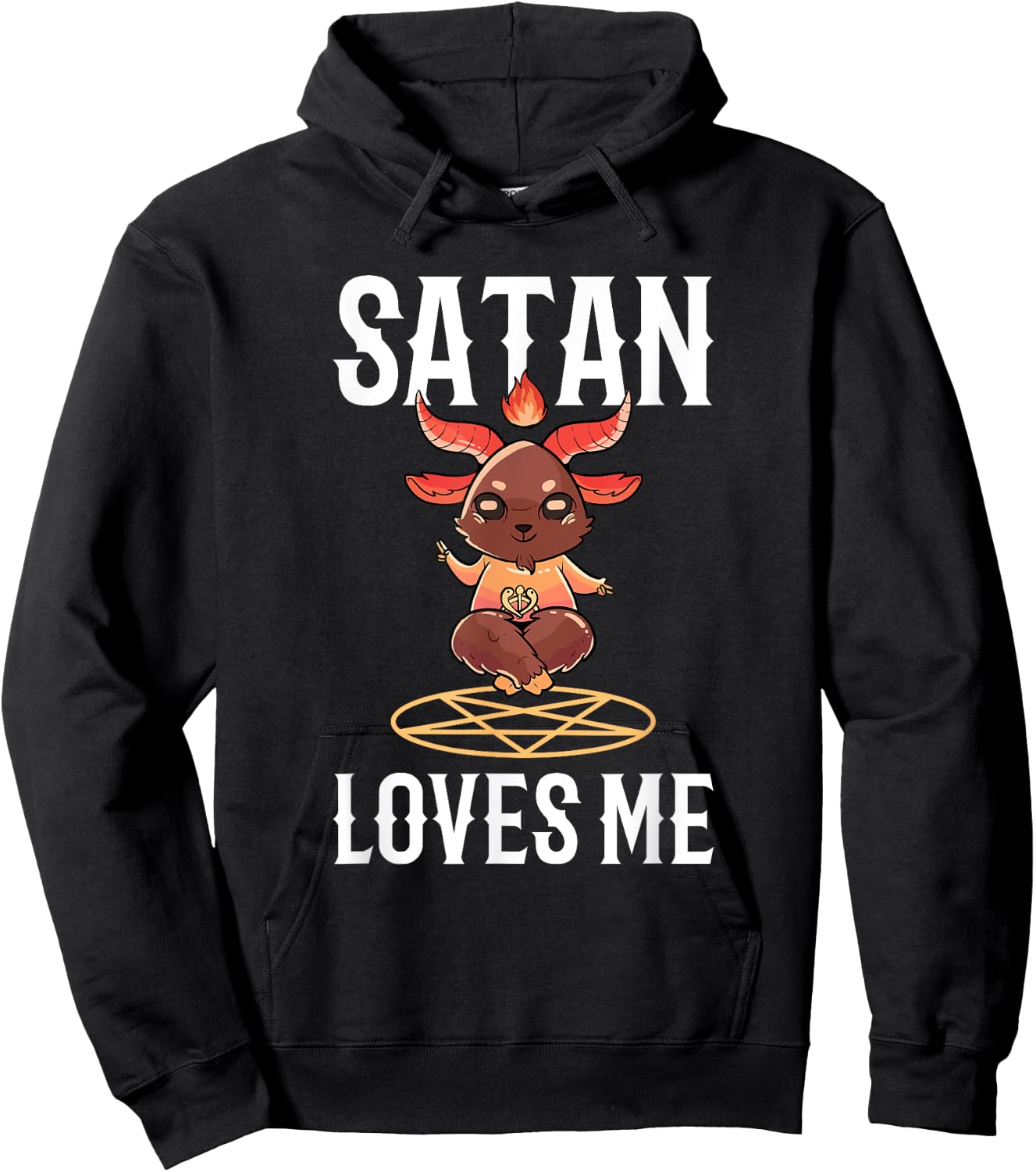 Funny Atheist Baphomet Goat Satan Loves Me Hoodie - Hoodie | Black