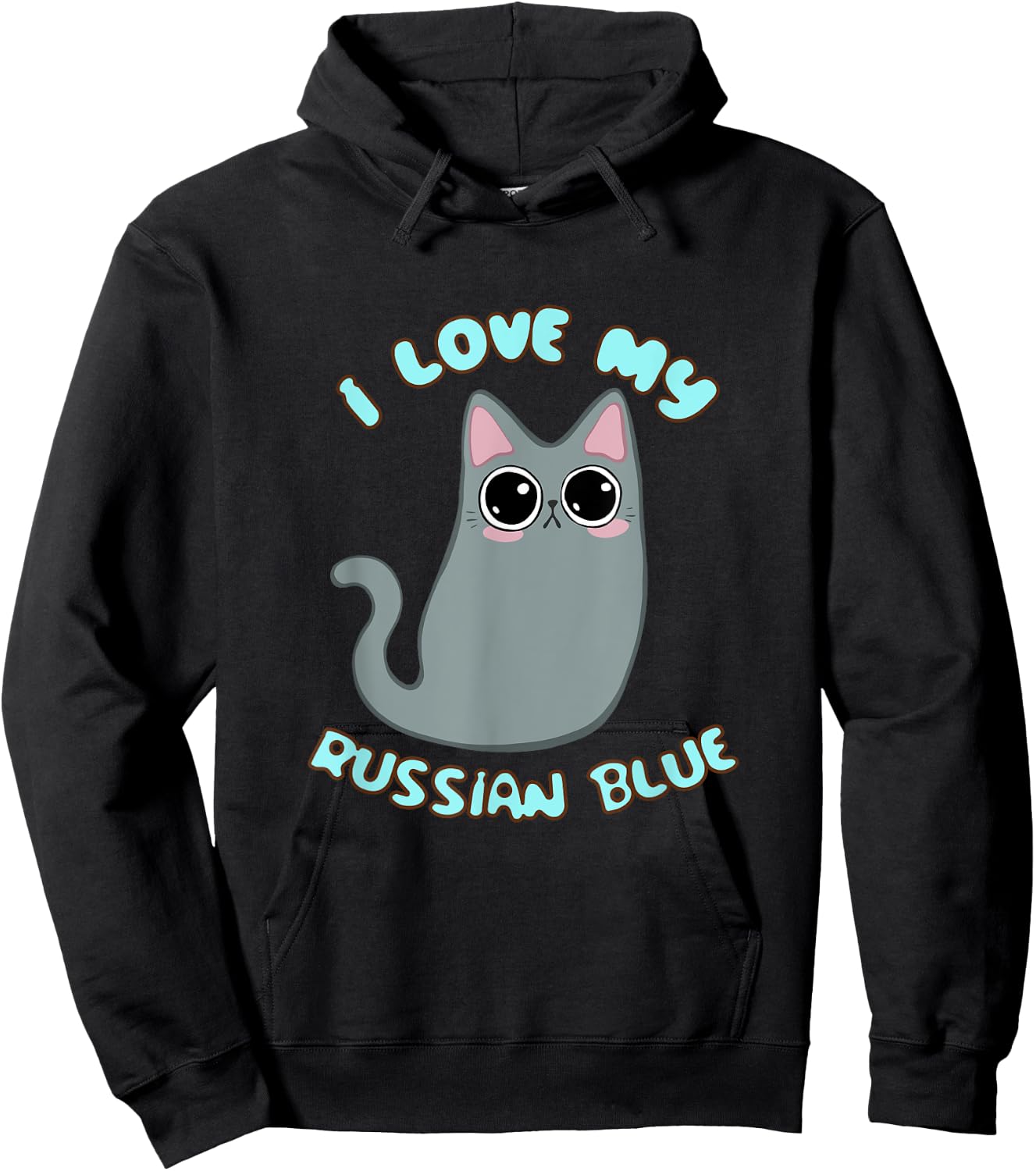 I Love My Russian Blue Cat Grey Gray Kitty Kawaii Chibi cute Women Kids Hoodie - Hoodie | Black