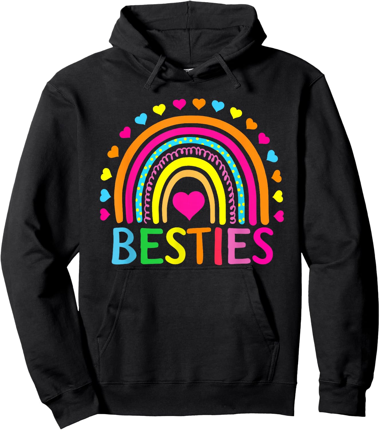 Besties BFF Rainbow Best Friends Bestie Friendship Gifts Hoodie - Hoodie | Black